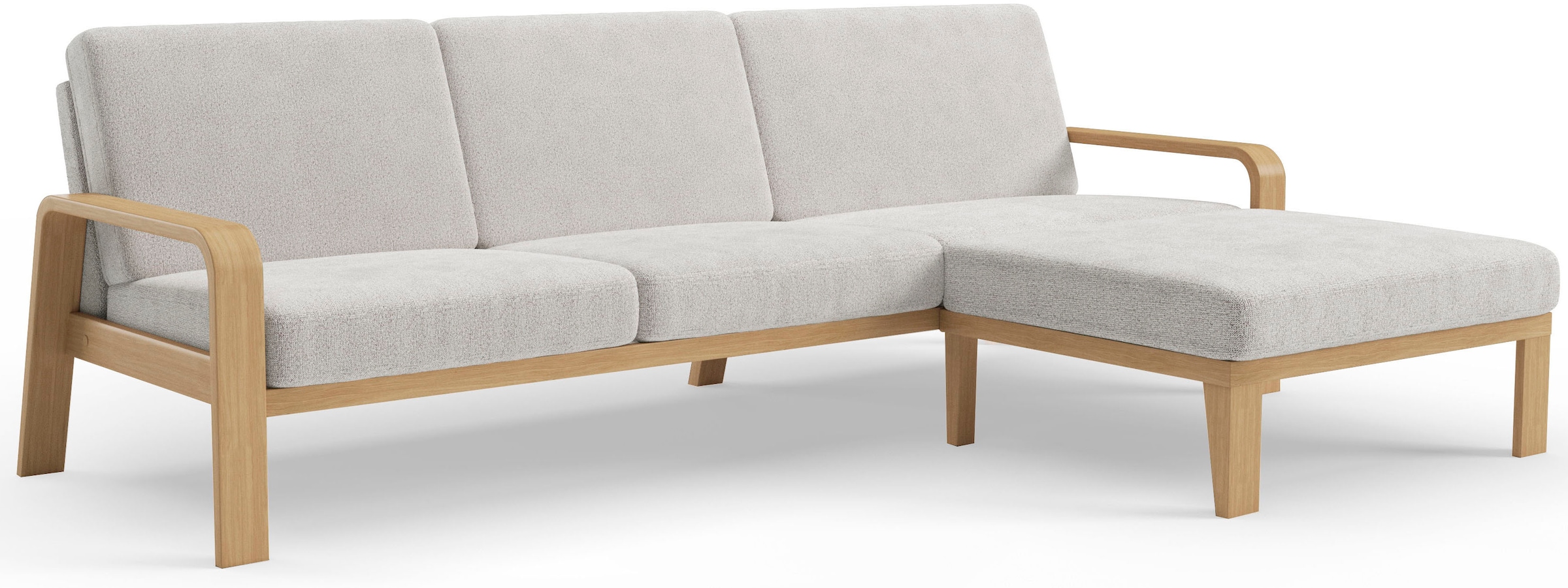 sit&more Ecksofa »Kolding L-Form«, Armlehnen aus Buchenholz in natur, verschiedene Bezüge und Farben