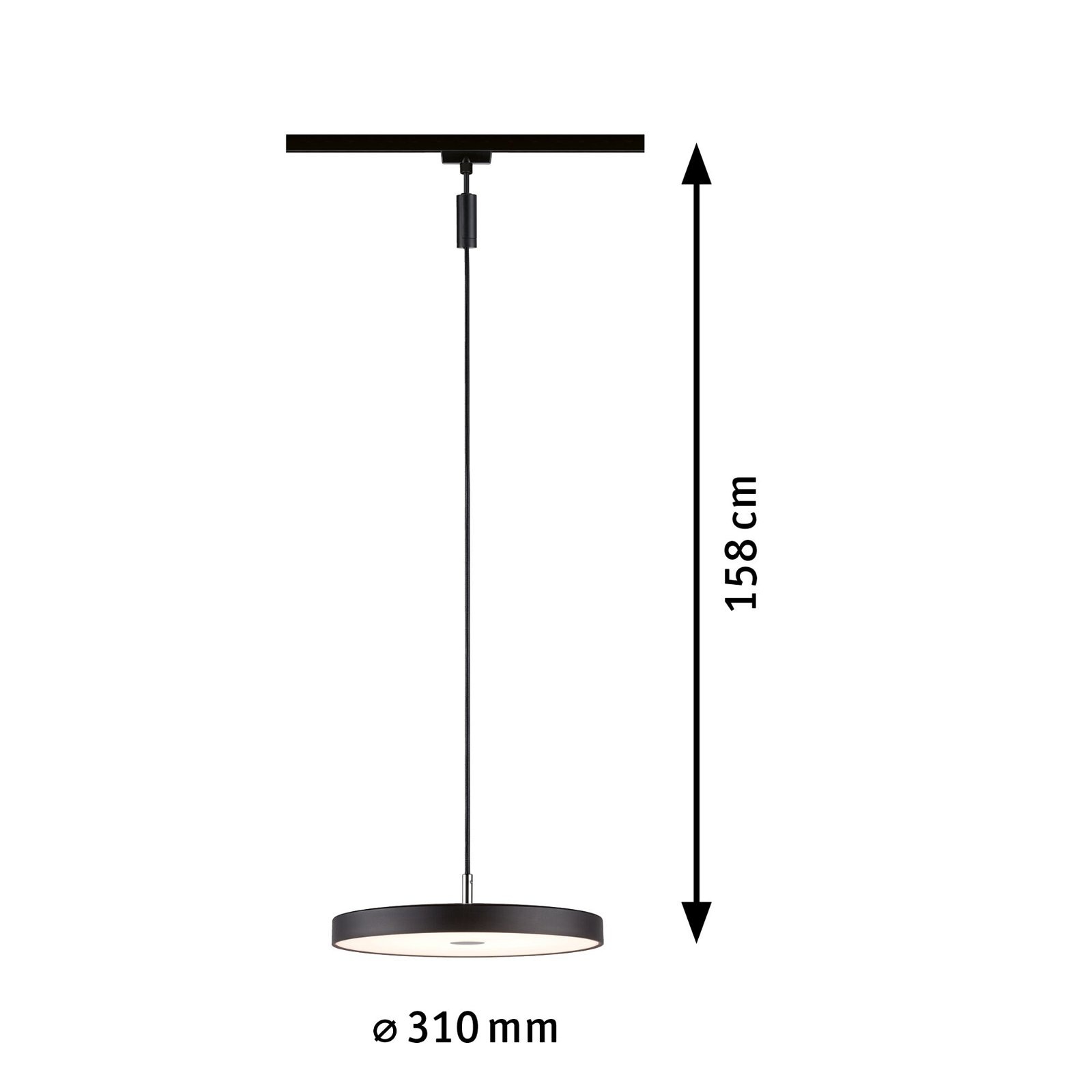 Paulmann Schienensystem-Leuchten »URail Pendel Hildor 850lm 15W 3000K 230V Chrom matt«, 3-Step-Dimmbar