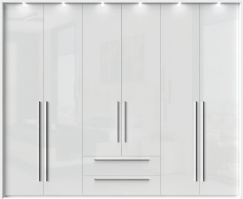 Places of Style Drehtürenschrank »Piano«, weiß, verschiedene Breiten mit 2 Schubladen, inklusive Beleuchtung