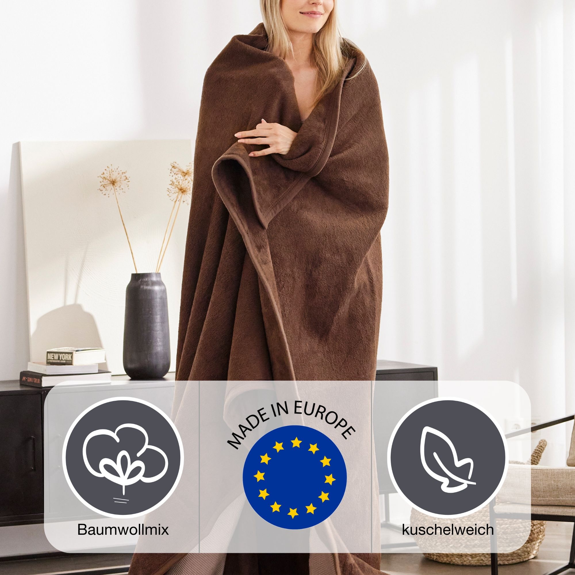IBENA Wohndecke »Luxus«, verschiedene Größen, unifarbenes Design, Kuscheldecke