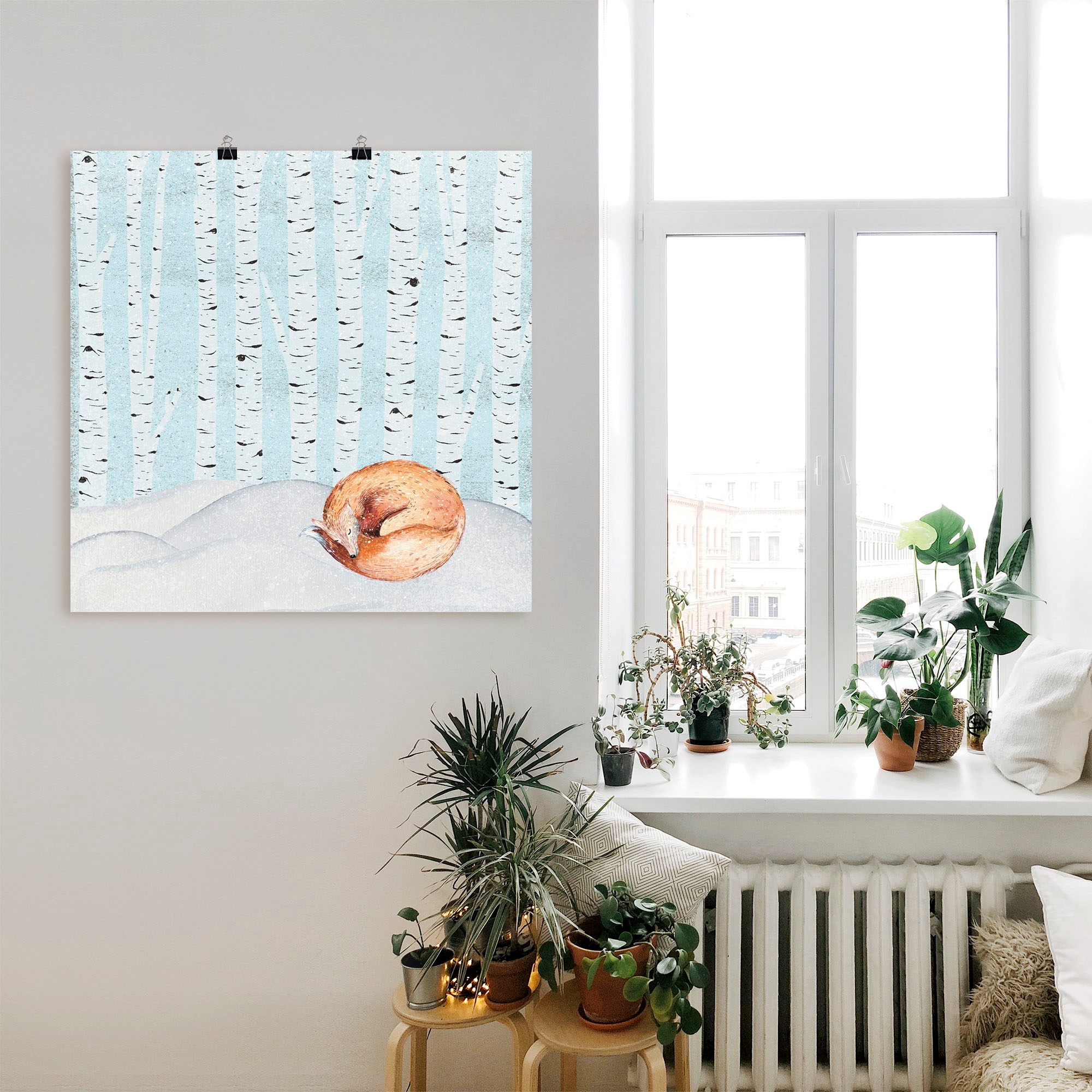 Artland Poster »Winter Wunderland Schlafender Fuchs«, Tiere, (1 St.), als Alubild, Leinwandbild, Wandaufkleber oder Poster in versch. Größen