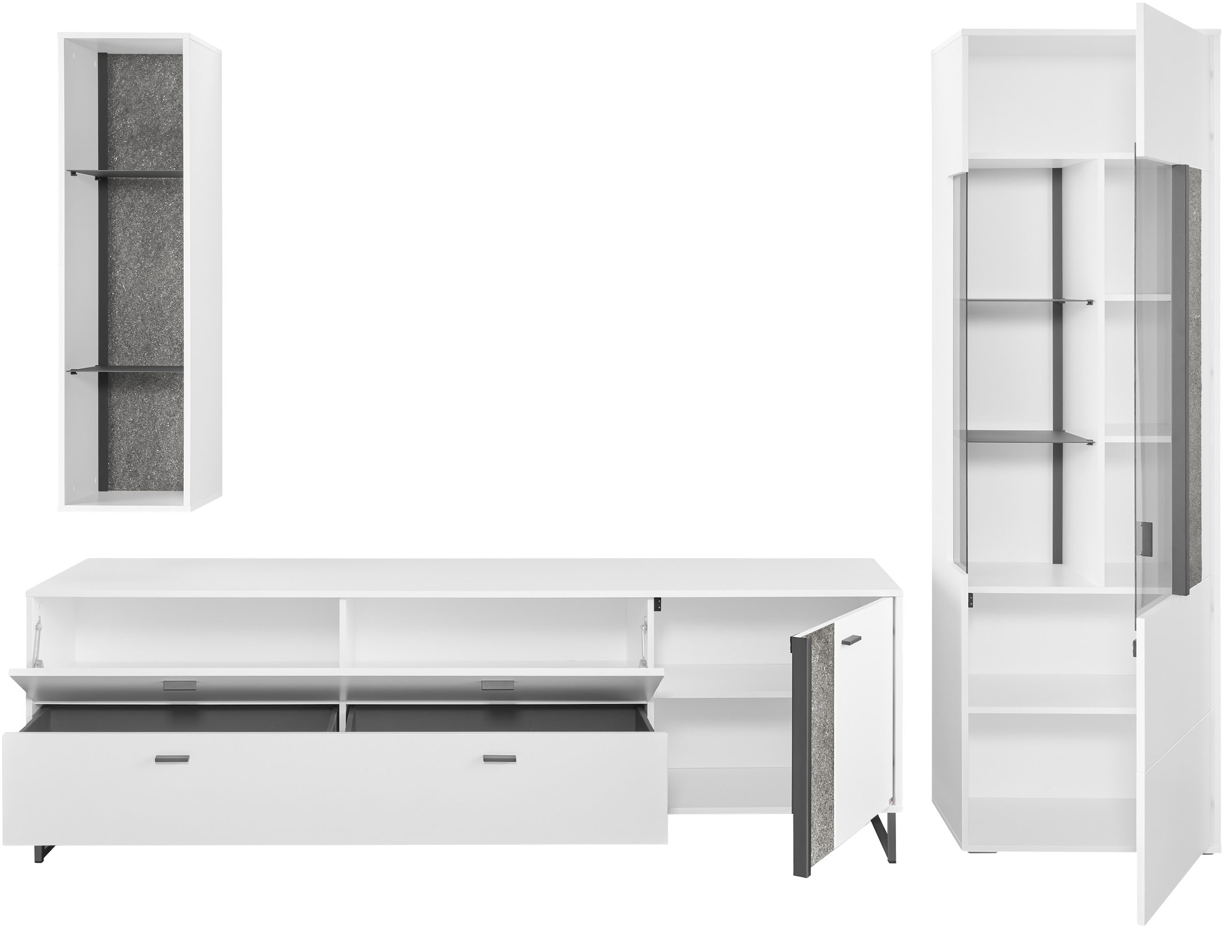 set one by Musterring TV-Wand »Deltona«, (3 St.), Zierelemente aus Sandstein, mit Hängeregal Gesamtbreite ca. 287cm