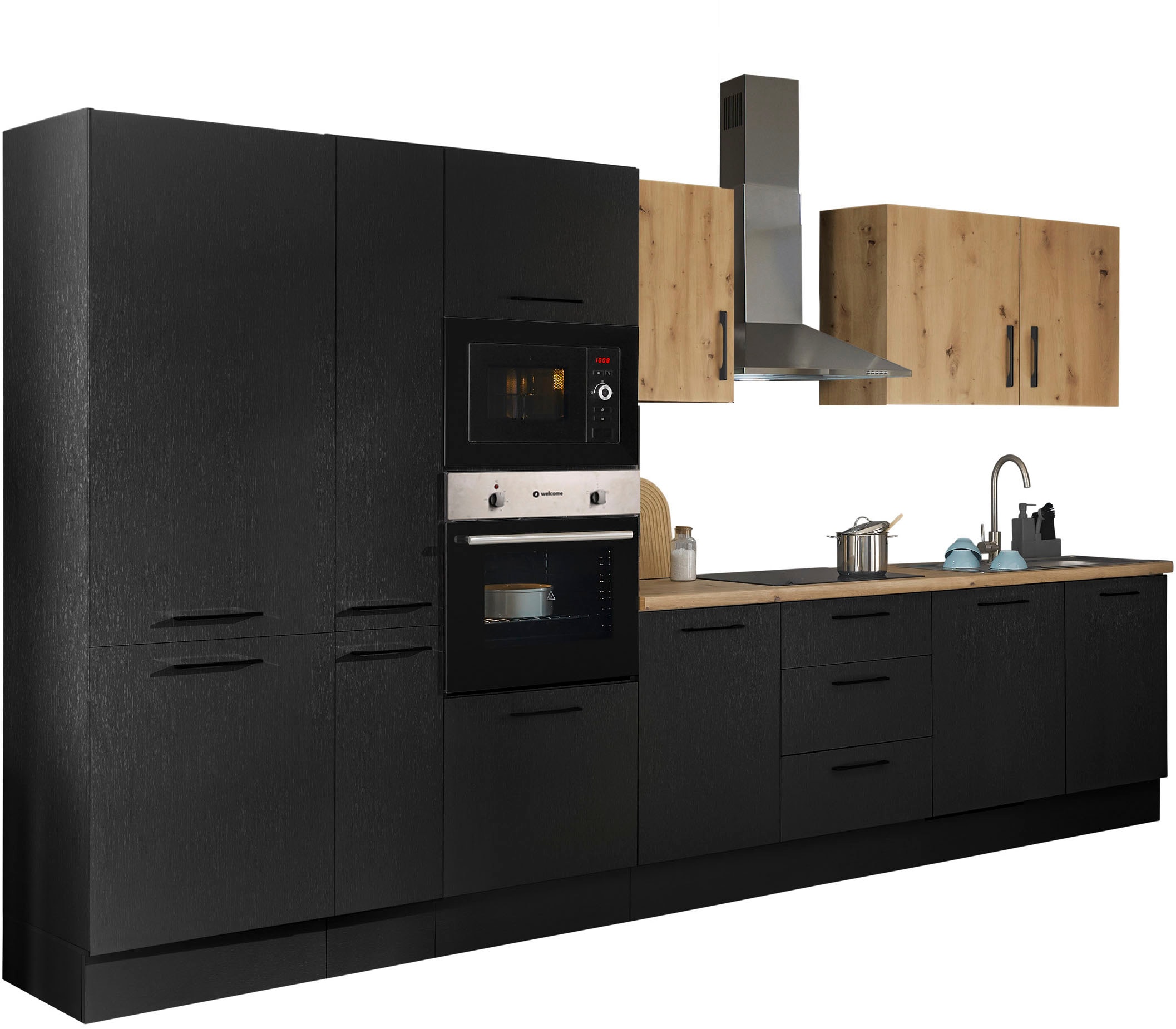 BASIC by Balculina Küchenzeile »Turin«, Breite 370 cm, wahlweise mit E-Geräten