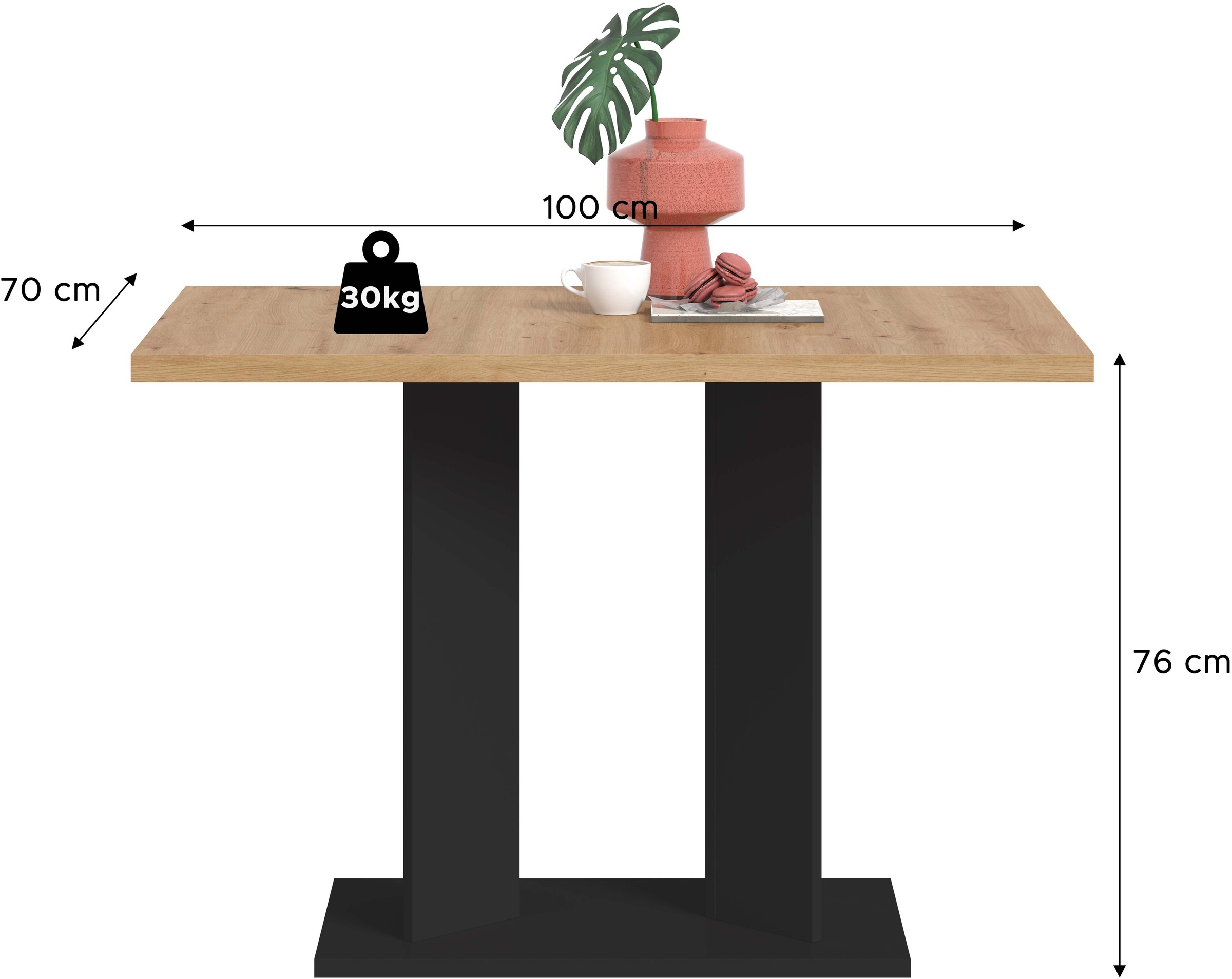 Home affaire Esstisch »GERO, 110x76x70 cm, mit Säulengestell« in verschiedenen Ausführungen erhältlich, 1 Stk. tlg. Tisch, Esstisch, Esszimmer, Esszimmertisch, Küchetisch, Bartisch