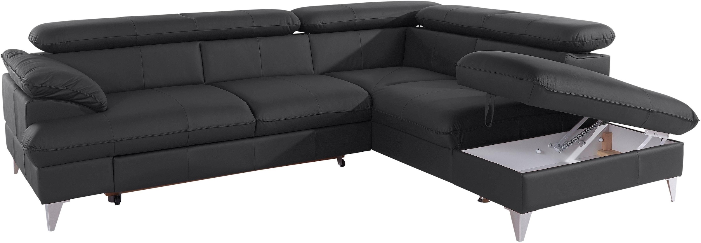COTTA Polstergarnitur »Caluso L-Form«, Set bestehend aus: Ecksofa mit Kopfteilverstellung & Hocker