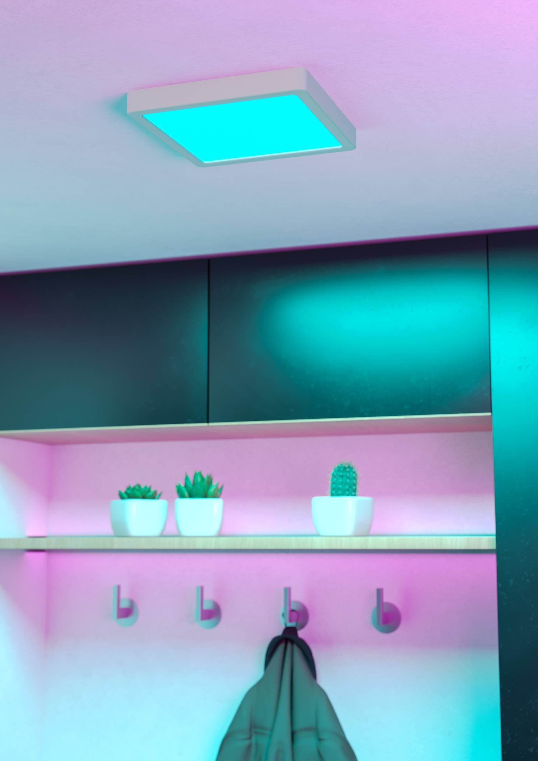 EGLO Aufbauleuchte »Fueva 6-Z Deckenlampe, ZigBee, App und Sprachsteuerung, Badlampe, IP44« LED-Modul 1 Stk. Kaltweiß | RGB Aufbauleuchte - L22 x B22 x H2,5 cm - weiß - 10,5W inkl.