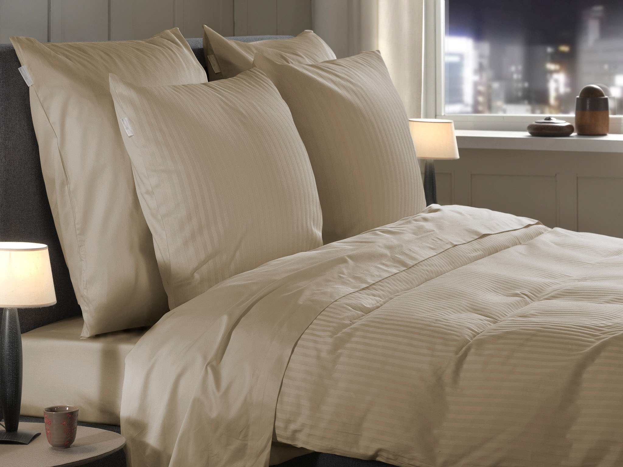 Heckett & Lane Bettwäsche »Banda« 2 Stk. tlg. hochwertiges Mako-Satin, Streifen Satin, Bettwäsche ab 135x200 cm.