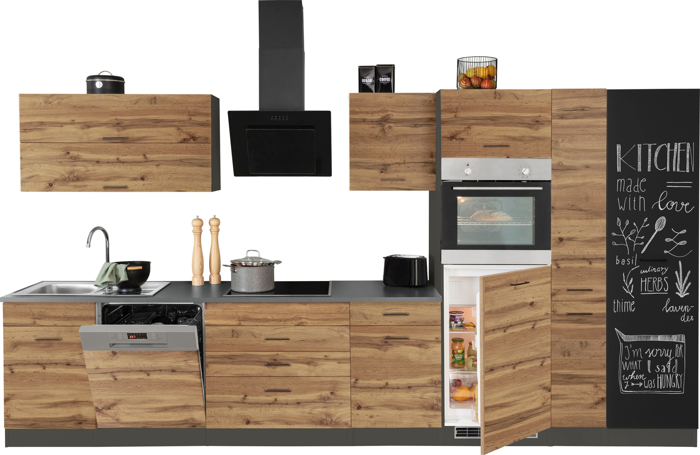 KOCHSTATION Küchenzeile »KS-Trier«, ohne E-Geräte, Breite 380 cm