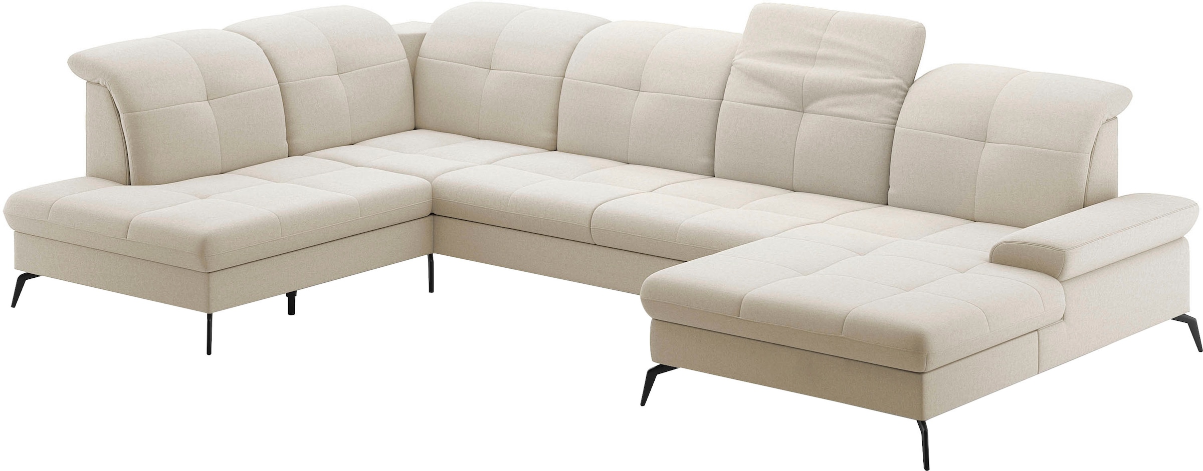 sit&more Wohnlandschaft »Amica, U-Form, inkl. Sitztiefenverstellung und Armteilverstellung«, wahlweise mit Kopfteilverstellung, Bettfunktion und Bettkasten