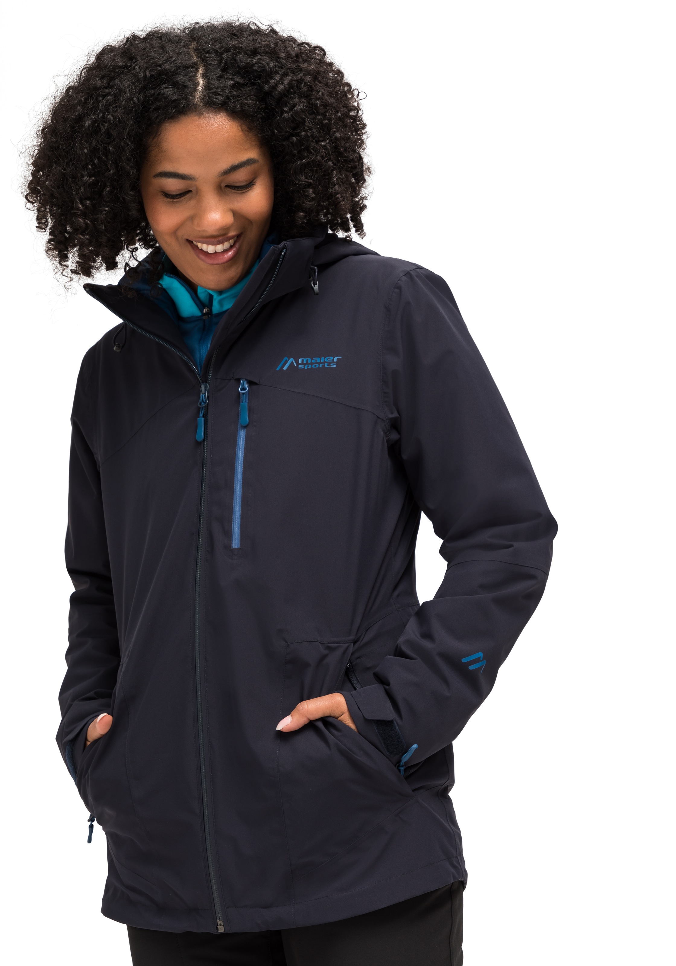Maier Sports Outdoorjacke »Ribut Long W« Damen Wanderjacke, atmungsaktiv und wasserdicht, Regenjacke mit Kapuze