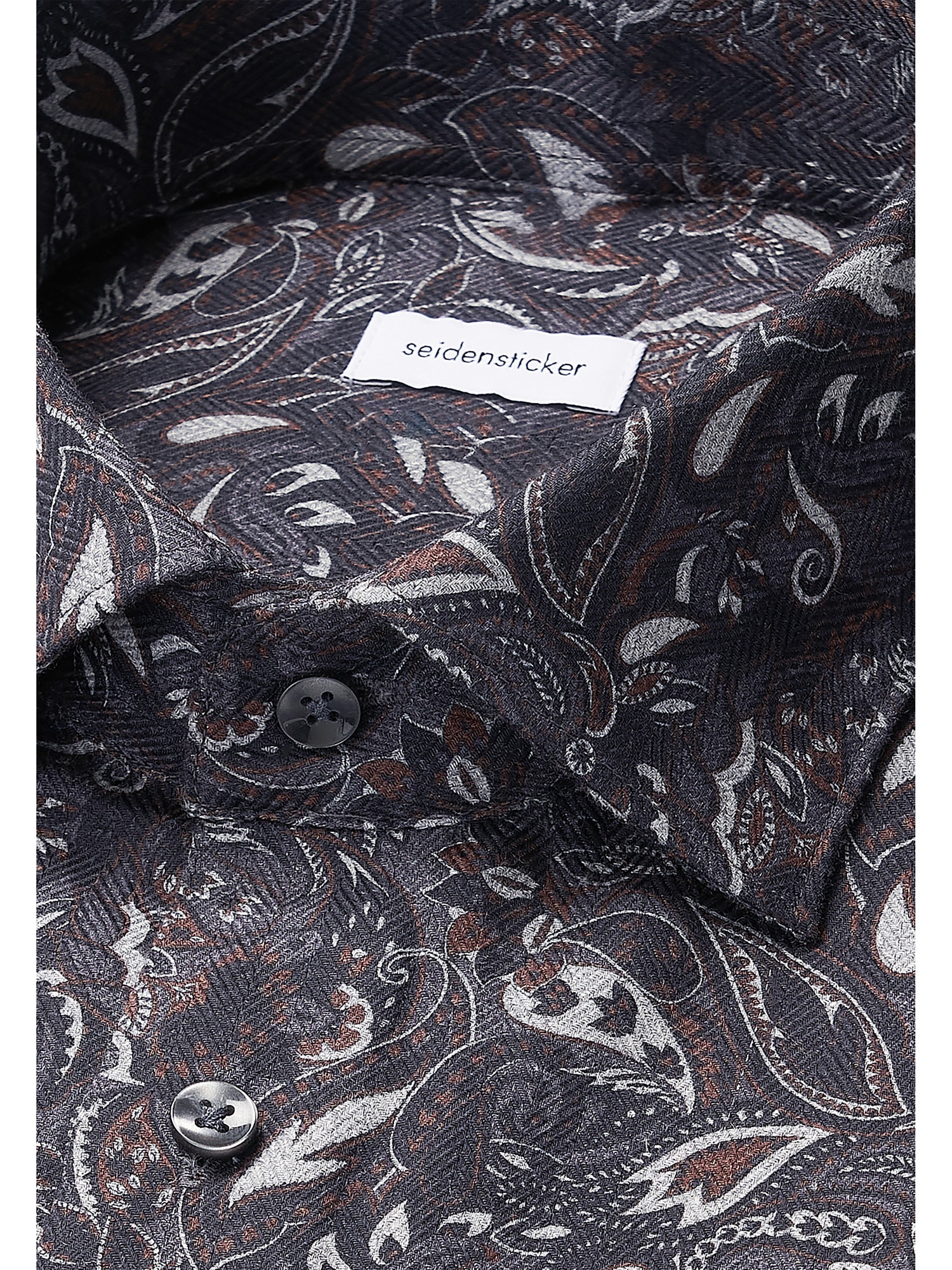 seidensticker Flanellhemd »Schwarze Rose«, Regular 1/1 Kentkragen Geblümt