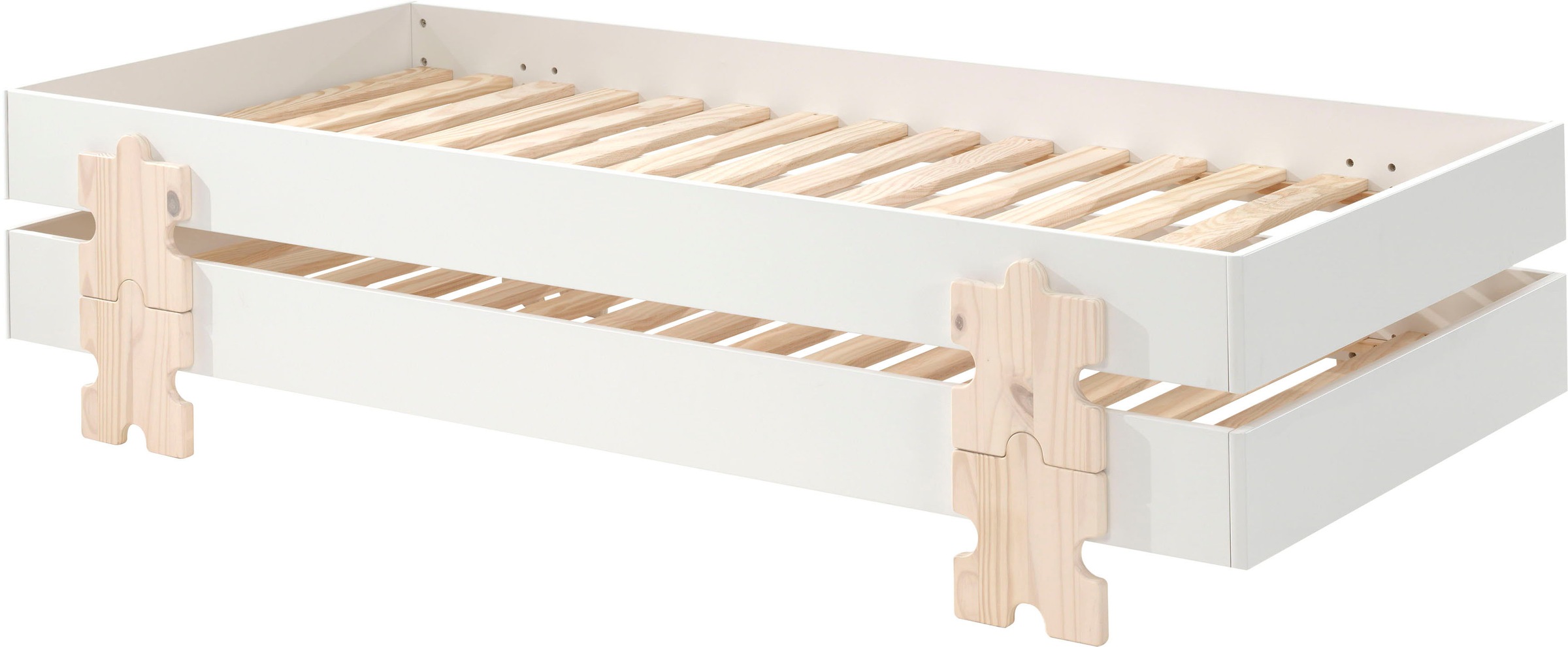 Vipack Kinderbett »Modulo«, (Made in Europe), Jugendbett, Einzelbett, Stapelbett mit Füßen in Puzzleoptik