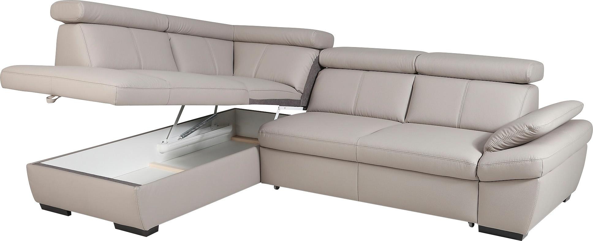 exxpo - sofa fashion Ecksofa »Salerno, klassisch modernes Funktionssofa, hoher Sitzkomfort, L-Form«, inkl. Kopf- und Armteilverstellung, wahlweise mit Bettfunktion