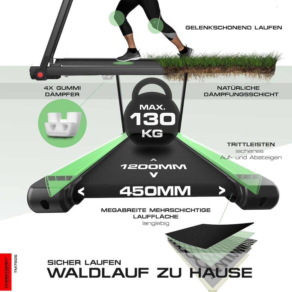 Christopeit Sport® Laufband »TM 750 S«, 100% vormontiert, nur 19 cm flach