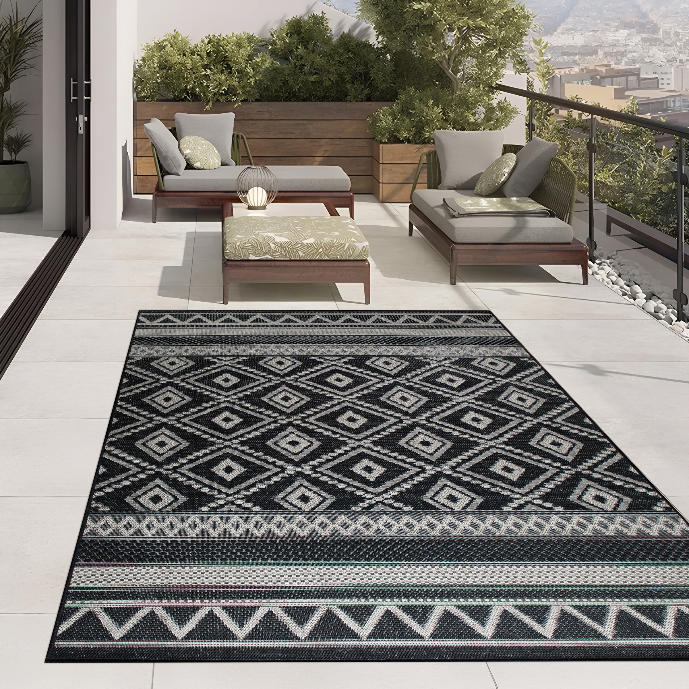 my home Teppich »Toronto auch als Läufer erhältlich«, rechteckig, 3 mm Höhe, In- und Outdoor geeignet, Sisal-Optik, Wetterfest & UV-beständig, Boho