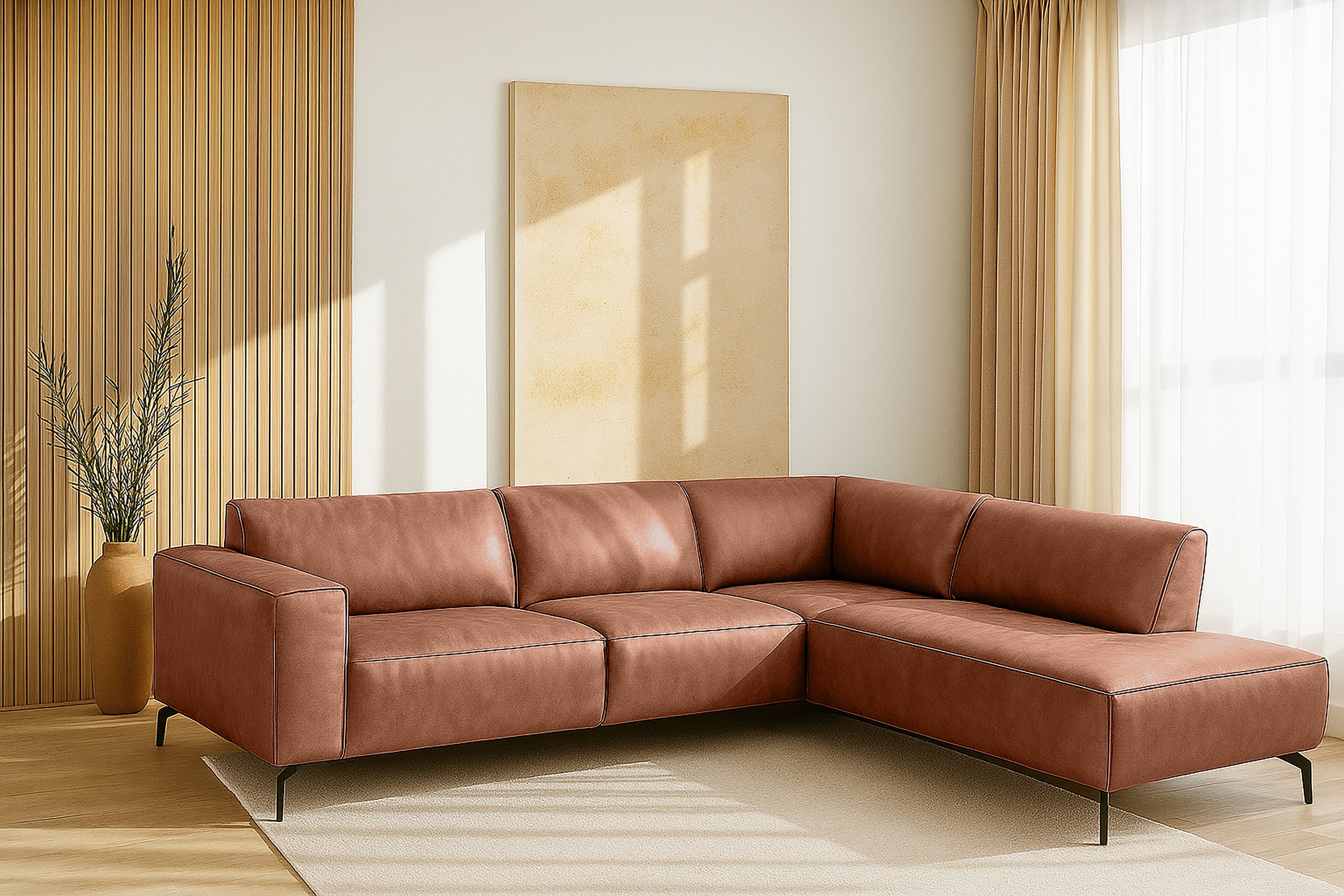 PLACES OF STYLE Ecksofa »Lorcan, Breite 275 cm, weiches Sitzgefühl« Massivh günstig online kaufen