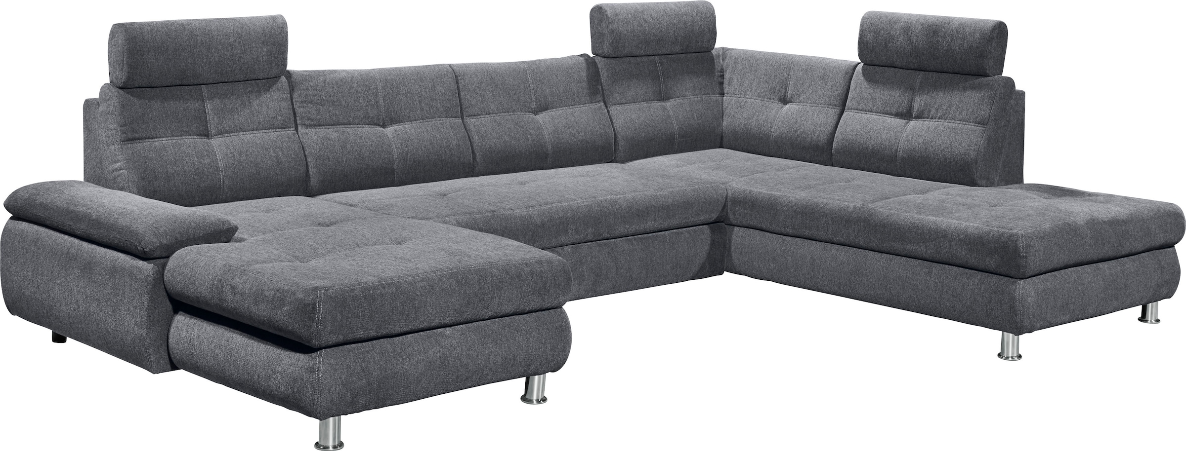 ED EXCITING DESIGN Wohnlandschaft »Alba U-Form«, mit Bettfunktion, Bettkasten, Armteilverstellung & Kopfstützen