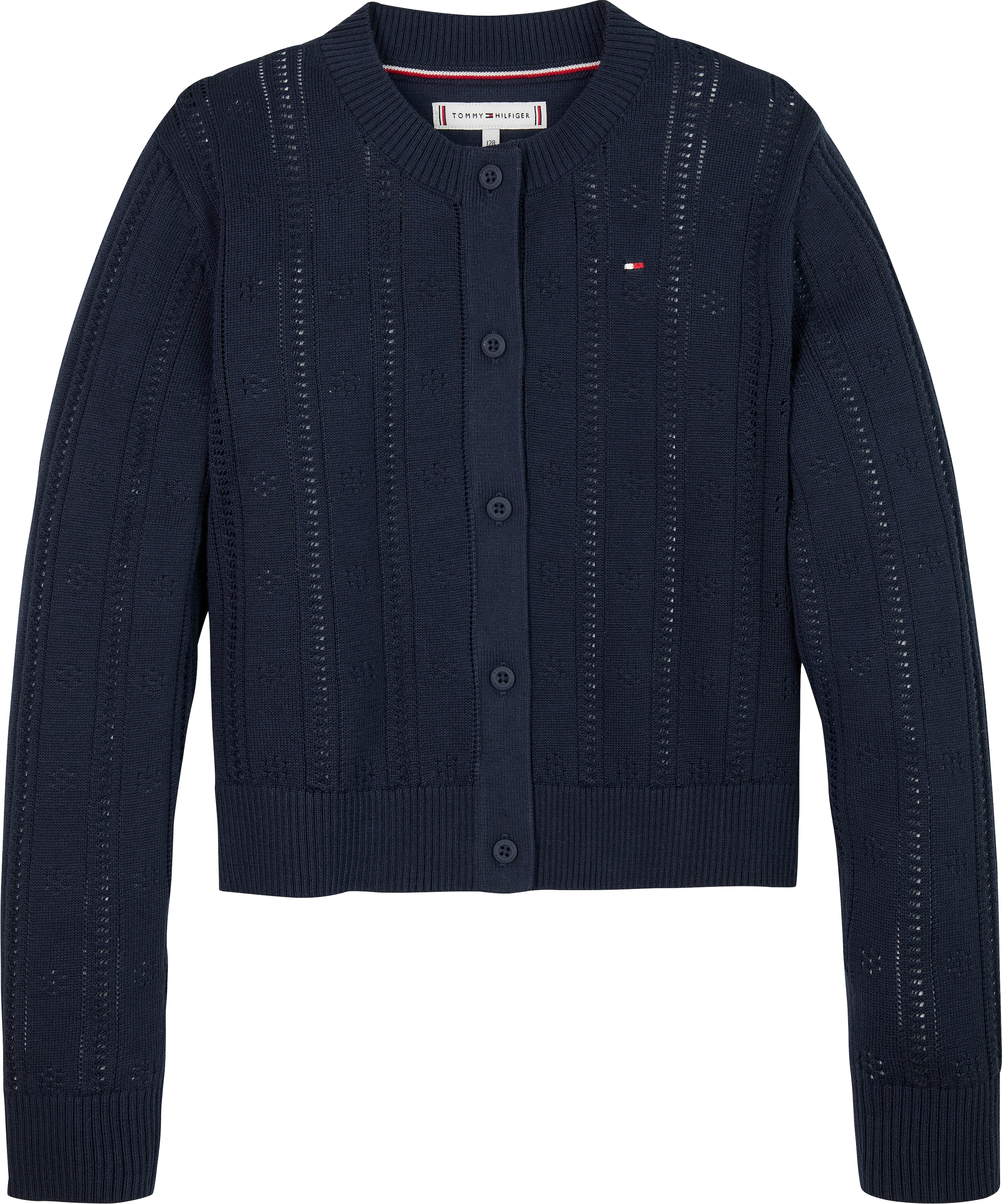 Tommy Hilfiger Strickjacke »POINTELLE CARDIGAN LS«, für Kinder bis 16 Jahre, mit süßem Muster