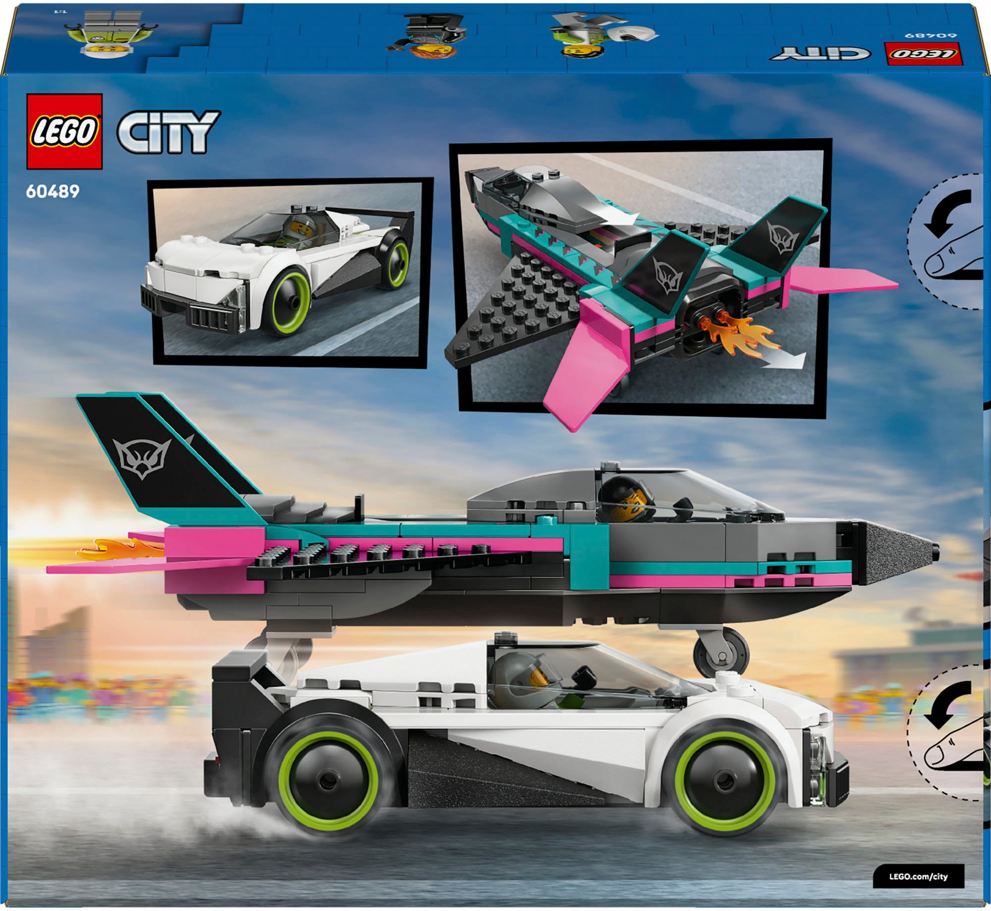 LEGO® Konstruktionsspielsteine »Düsenflieger vs. Rennauto (60489), LEGO City« Made in Europe