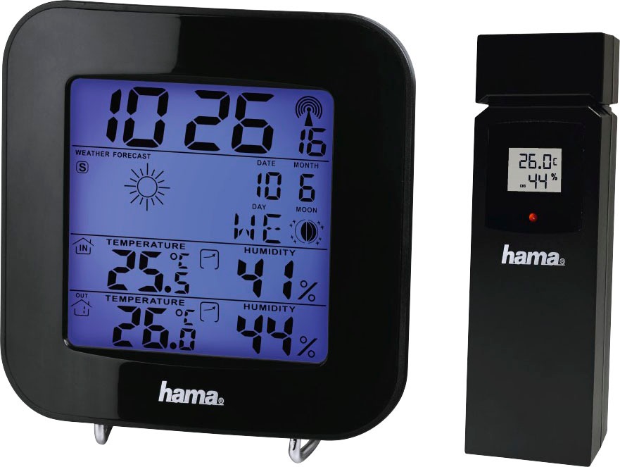 Hama Wetterstation »Wetterstation "EWS-200", Schwarz Mit Funk-Außensensor«