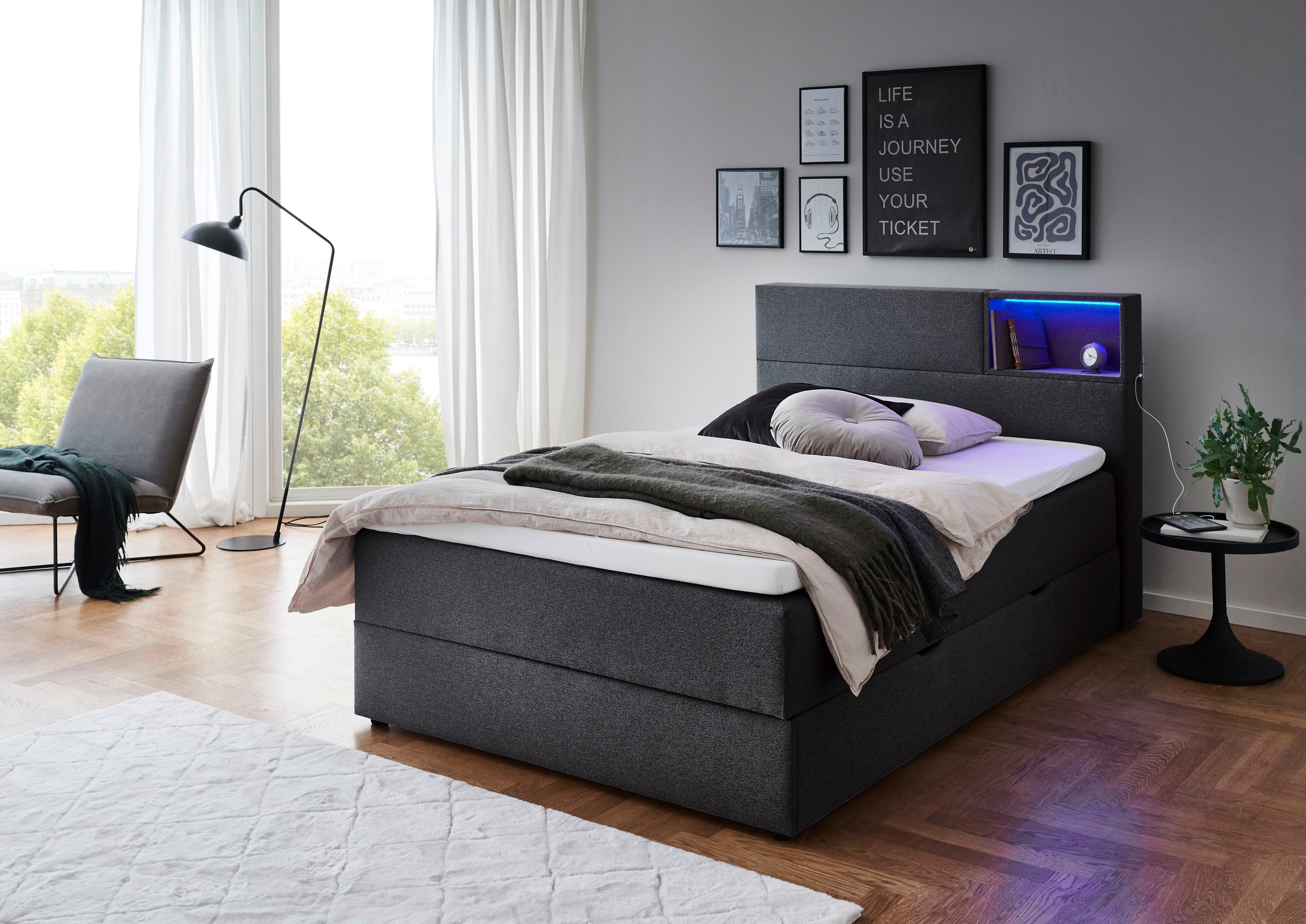 meise.möbel Boxspringbett »Caja mit Bettkasten und Topper«, mit LED ausgest günstig online kaufen