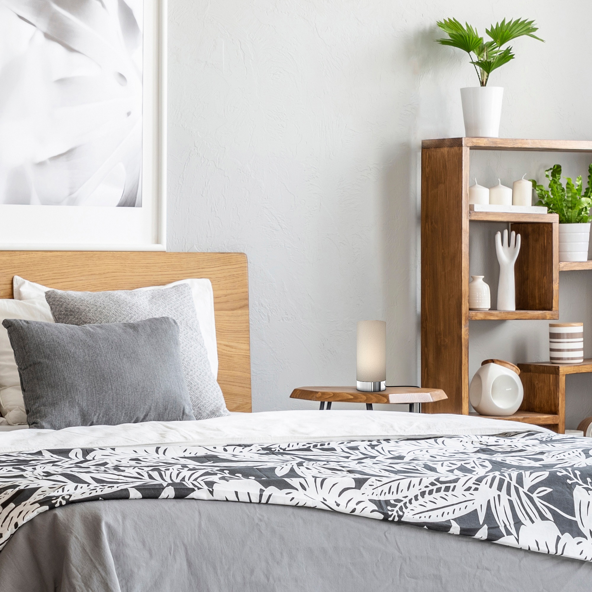 B.K.Licht Tischleuchte »BK_TL1438 Tischlampe, mit Stoffschrim, Taupe, Dimmb günstig online kaufen