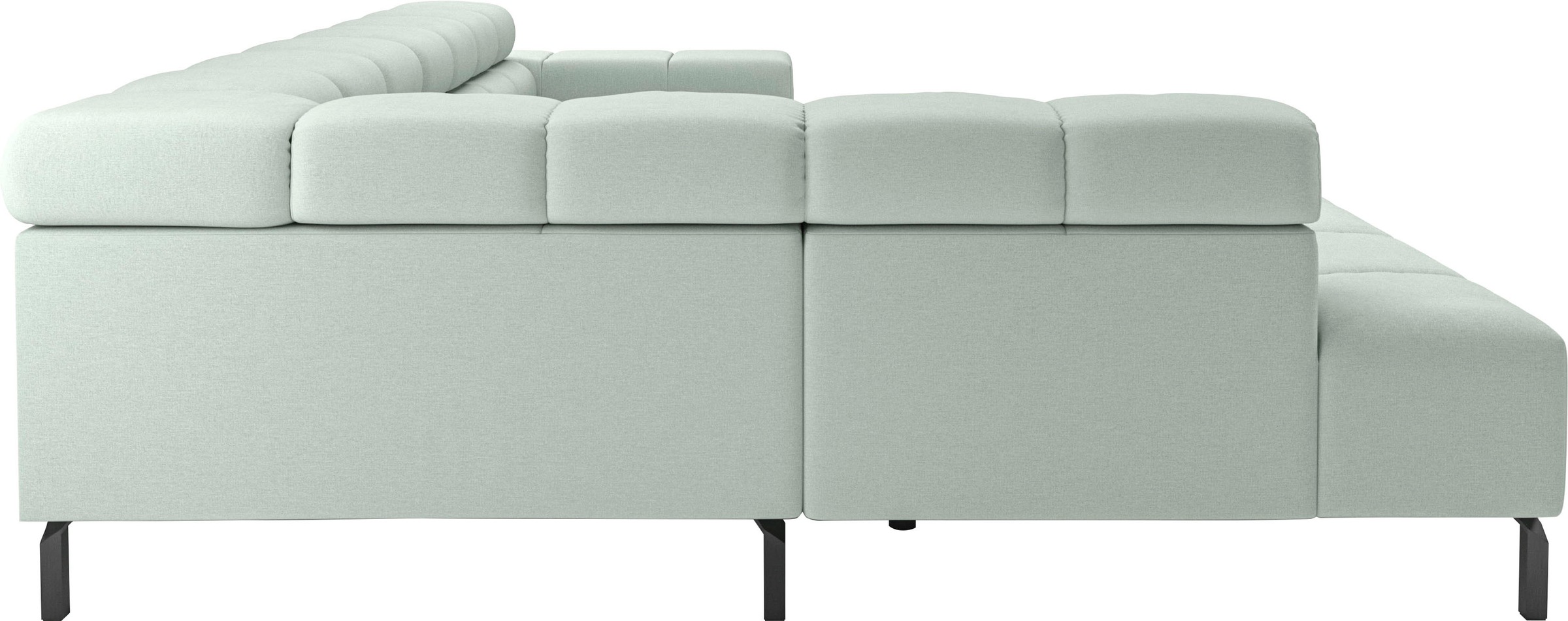 INOSIGN Ecksofa »Ancona New, wahlweise motorische Sitztiefenverstellung, auch in Cord«, feine Steppung, mit Kopfteilverstellung, 3 Zierkissen, L-Form