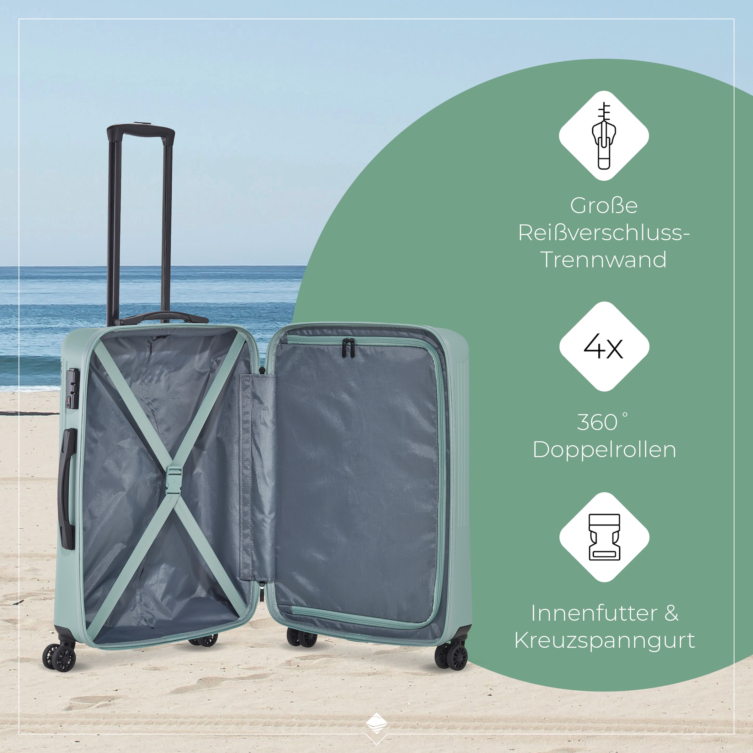 travelite Hartschalen-Trolley »BALI, in verschiedenen Größen und Farben«, 4 Rollen, Hartschallenkoffer Reisegepäck Reisekoffer TSA Schloss