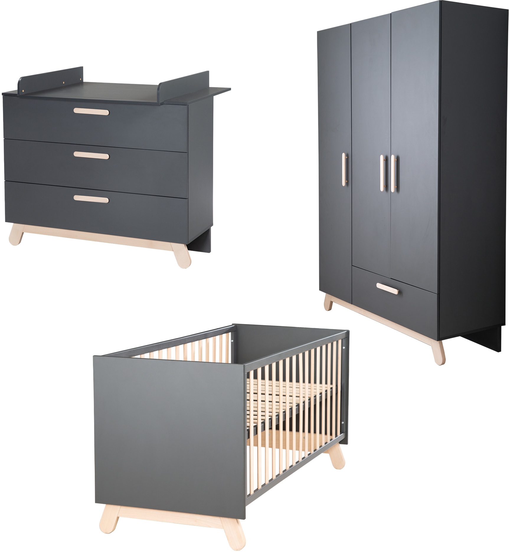 roba® Babyzimmer-Komplettset, (Set, 3 tlg., Kinderbett, Kleiderschrank, Wic günstig online kaufen