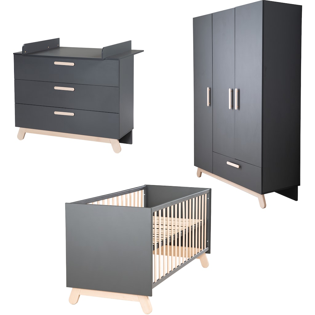 roba® Babyzimmer-Komplettset, (Set, 3 St., Kinderbett, Kleiderschrank, Wickelkommode)