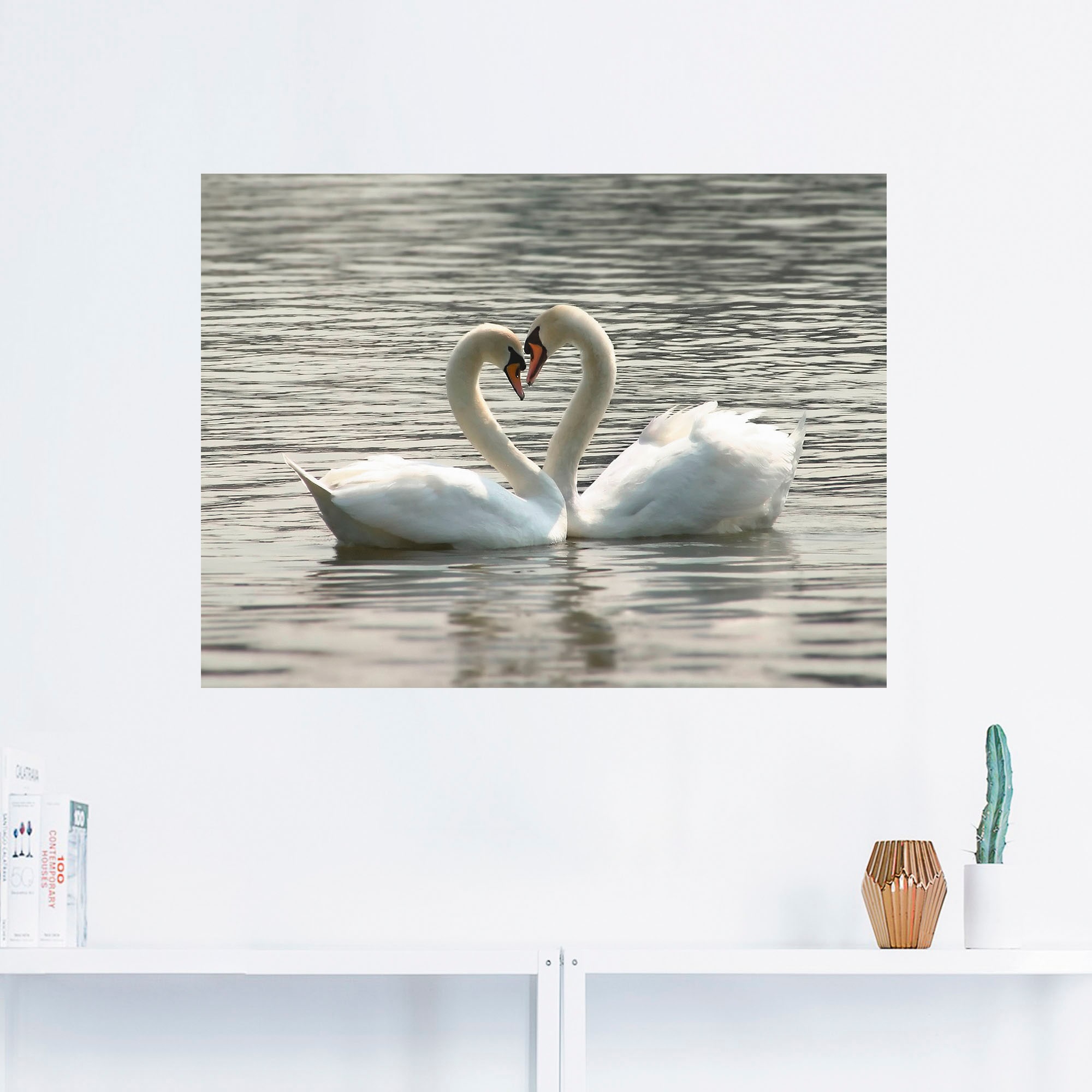 Artland Wandbild »Liebesspiel von Schwänen«, Vögel, (1 St.), als Leinwandbild, Wandaufkleber in verschied. Größen