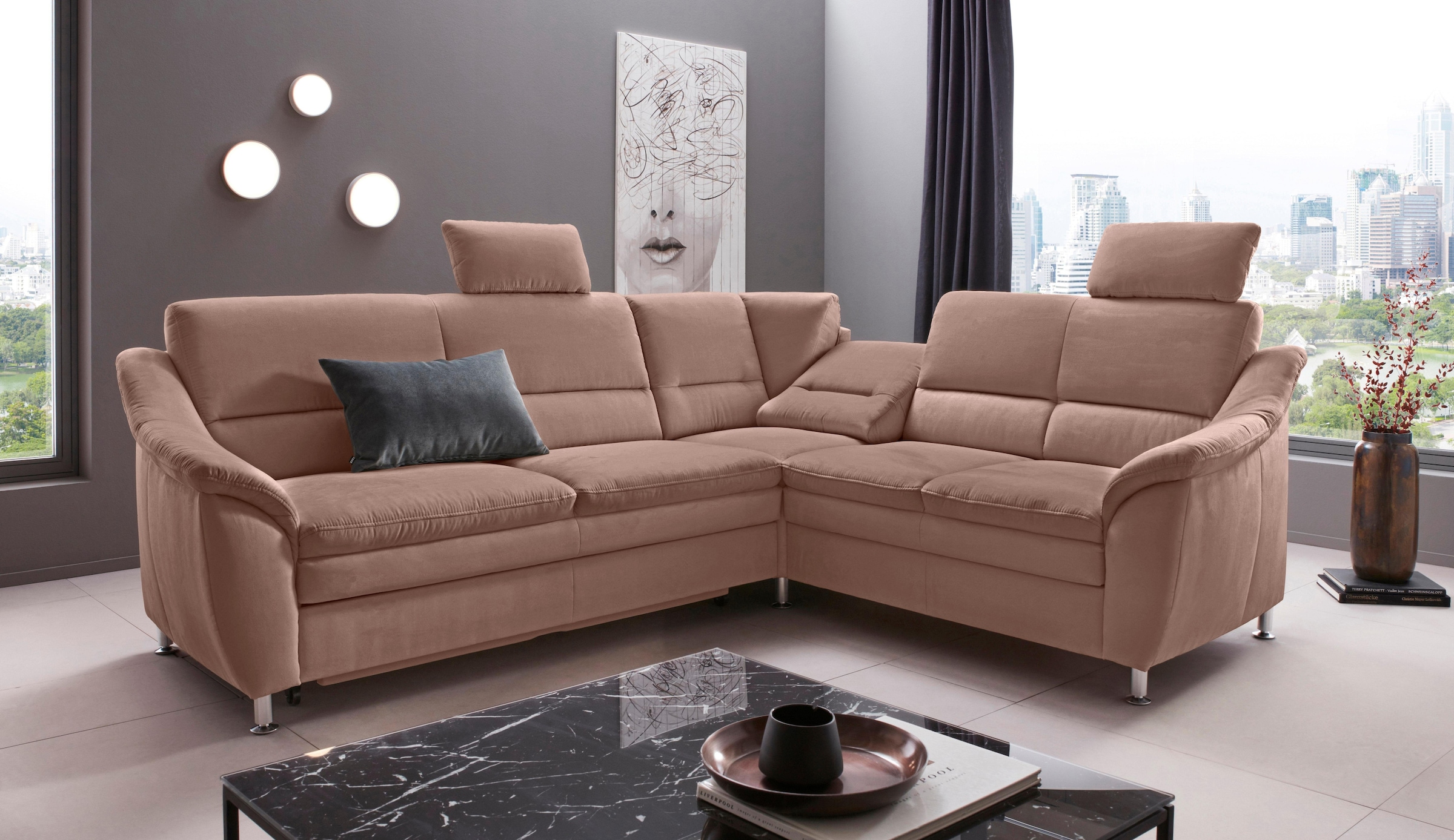 Places of Style Ecksofa »Cardoso L-Form«, Federkern, wahlweise mit Bett, Sc günstig online kaufen
