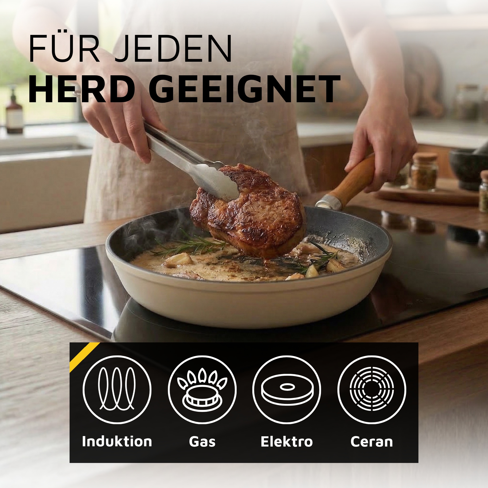 Krüger Bratpfanne »Einsenguss Pfanne SAVANNA« Gusseisen 1 Stk. tlg. für Induktions-Kochfelder geeignet