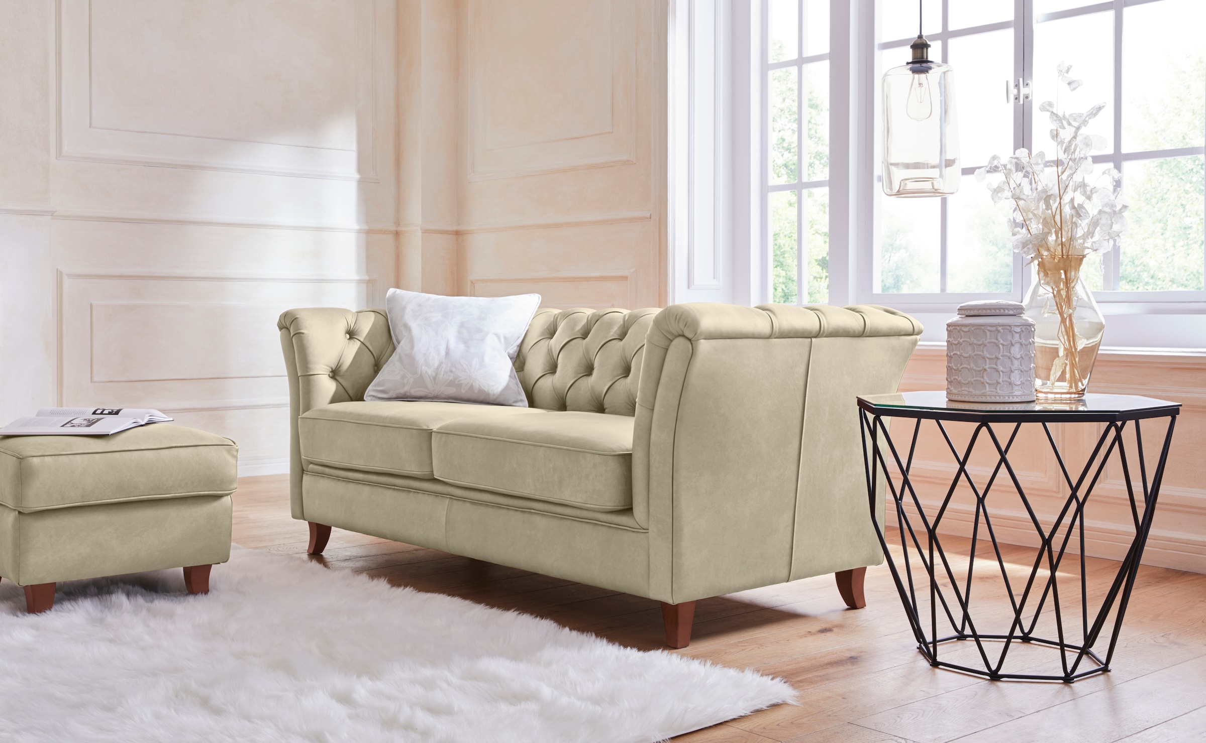 Home affaire Chesterfield-Sofa "Reims", mit echter Chesterfield-Knopfheftun günstig online kaufen