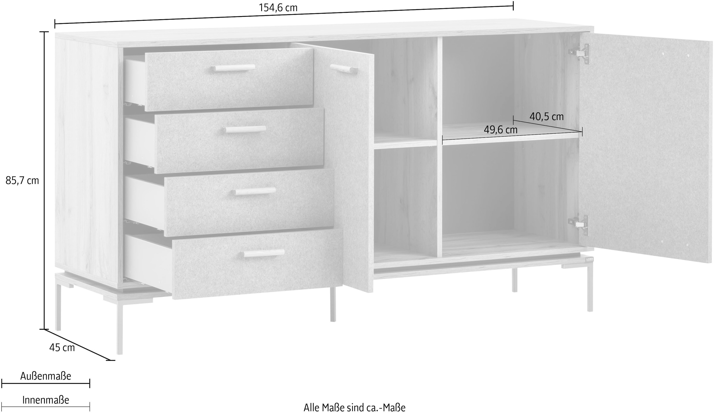 LOOKS by Wolfgang Joop Sideboard »Looks«, Breite 154,6 cm