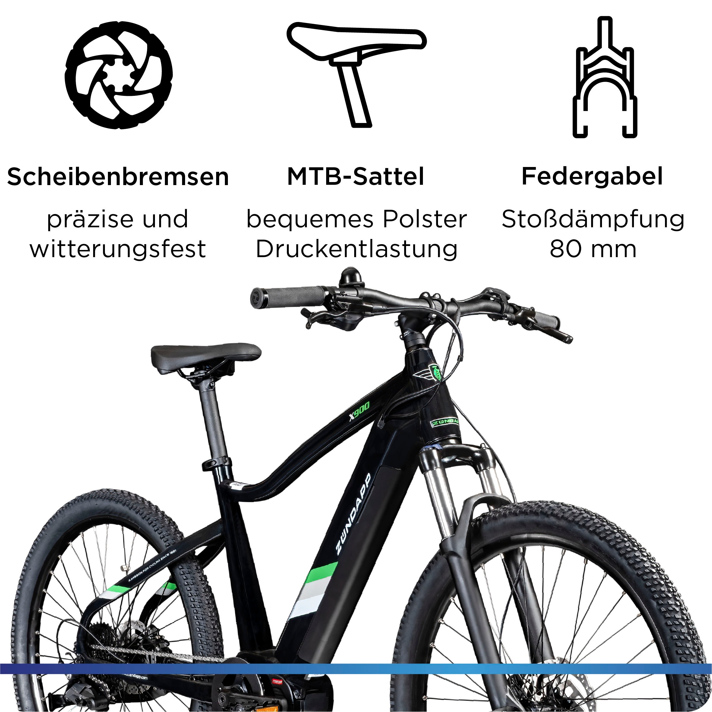 Zündapp E-Bike »X900«, 10 Gang, Shimano, Cues U6020 SGS, Mittelmotor 250 W