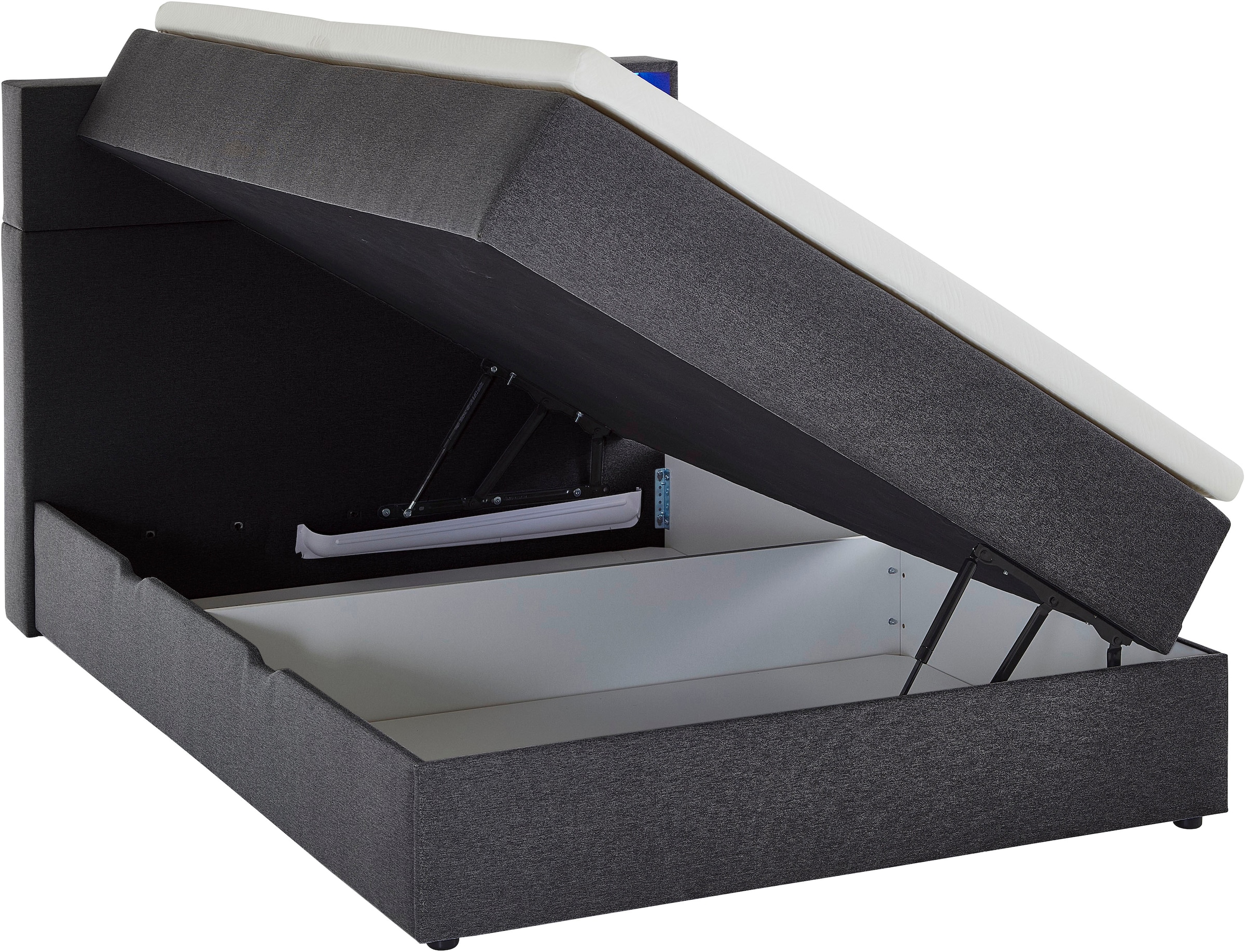 meise.möbel Boxspringbett »Caja mit Bettkasten und Topper«, mit LED ausgestattetes Ablagefach im Kopfteil