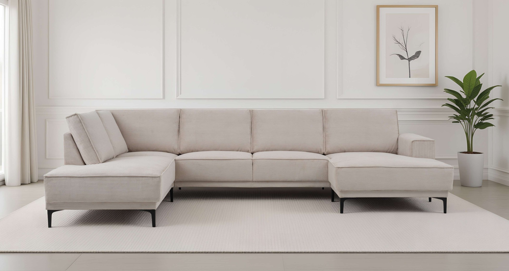 PLACES OF STYLE Wohnlandschaft »XXL Sofa Oland, Struktur, Flachgewebe, Luxu günstig online kaufen