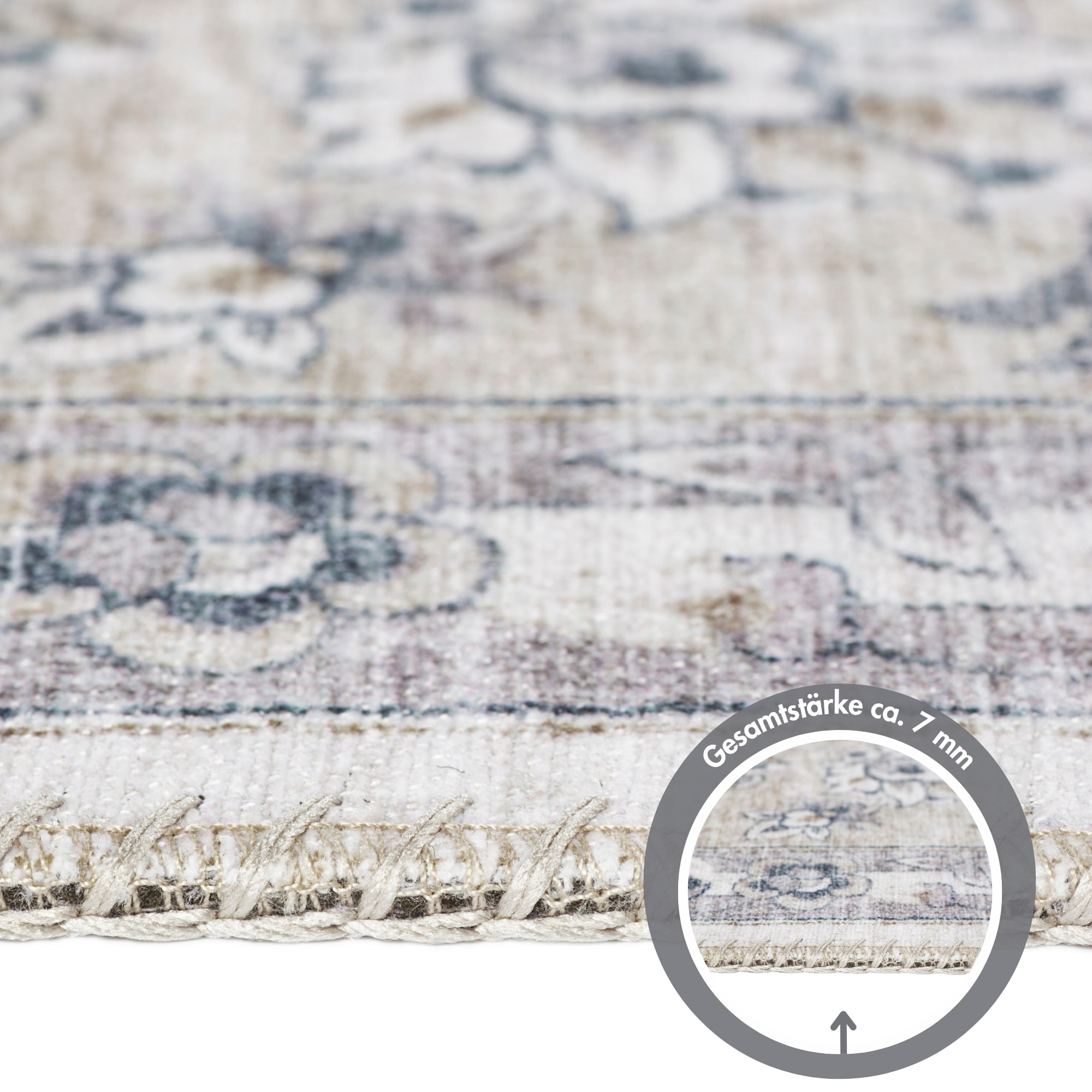 LUXOR living Teppich »Prima 3«, rund, 7 mm Höhe, Kurzflor, Orient-Optik, Vintage Design