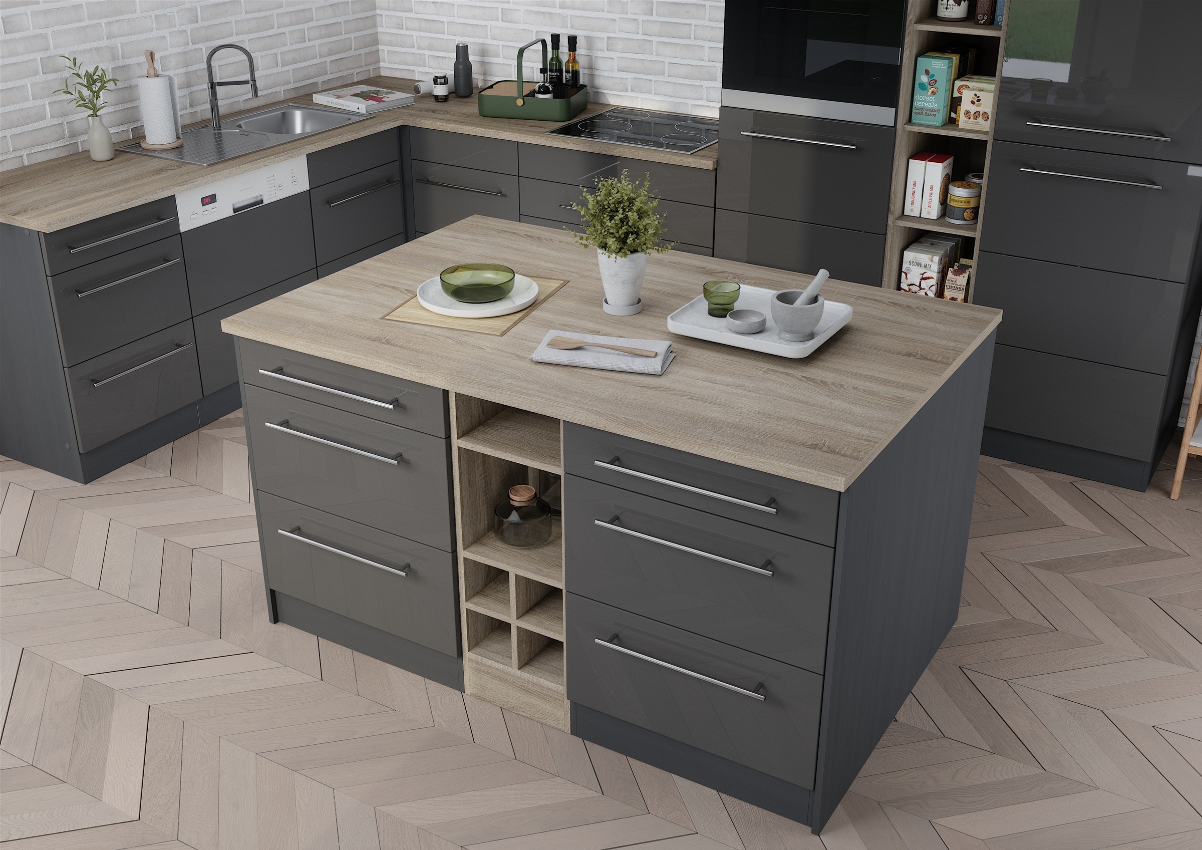 HELD MÖBEL Kücheninsel »Wien«, Breite 153 cm, MDF-Fronten, Flaschenregal günstig online kaufen