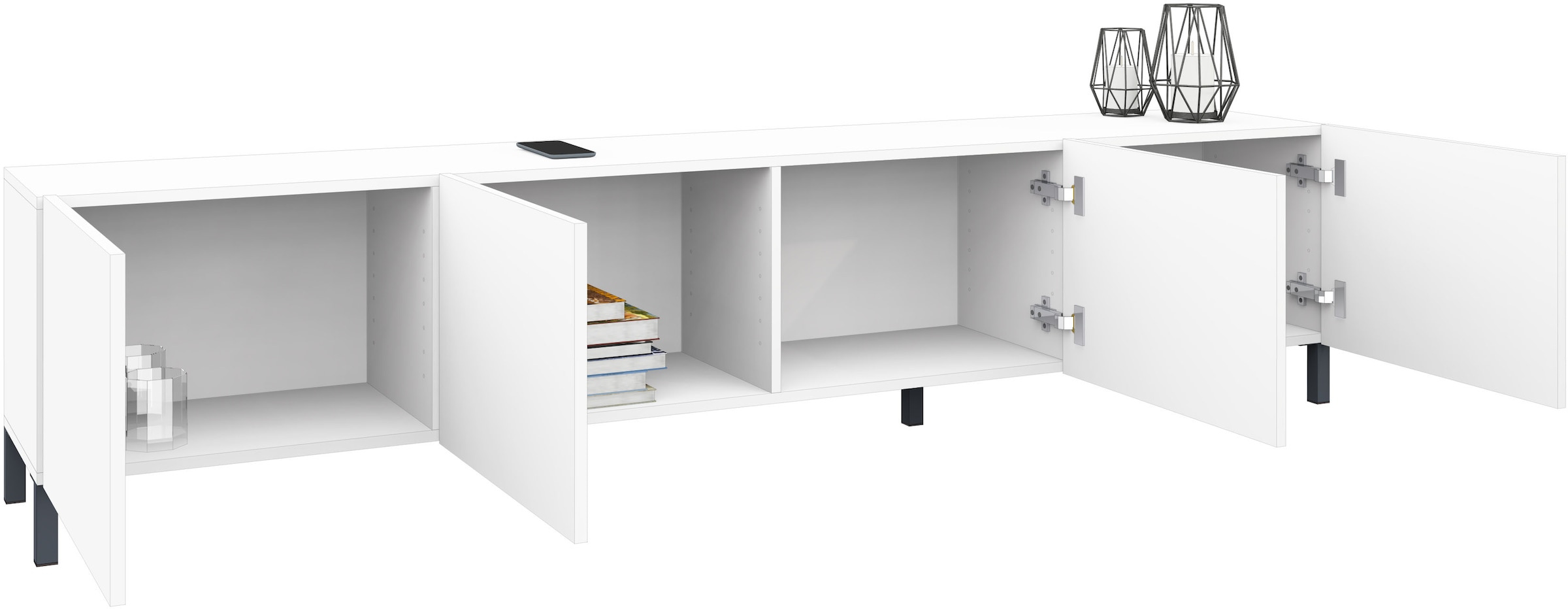 borchardt Möbel Lowboard Metallfüße, grifflose Optik