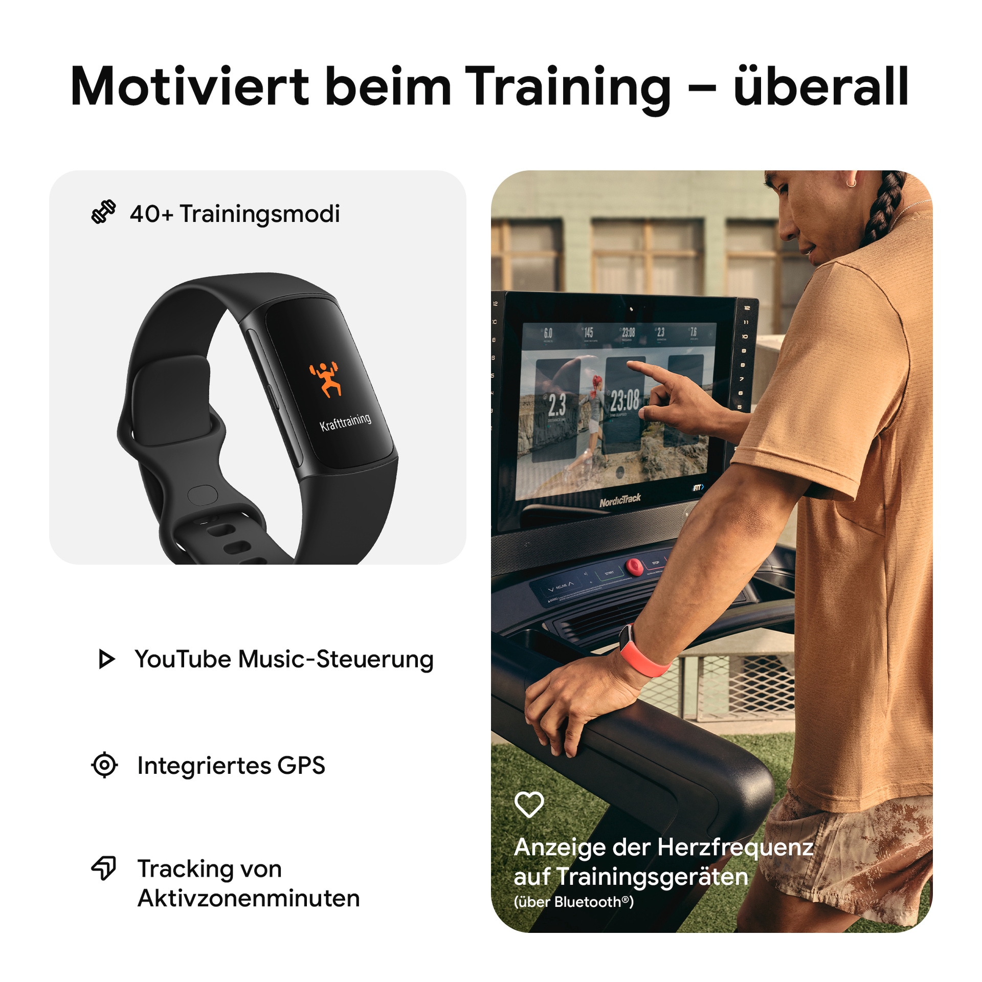 fitbit by Google Fitnessuhr »Charge 6«, (Fitnesstracker GPS EKG SpO2 Google Wallet Maps Youtube Music)