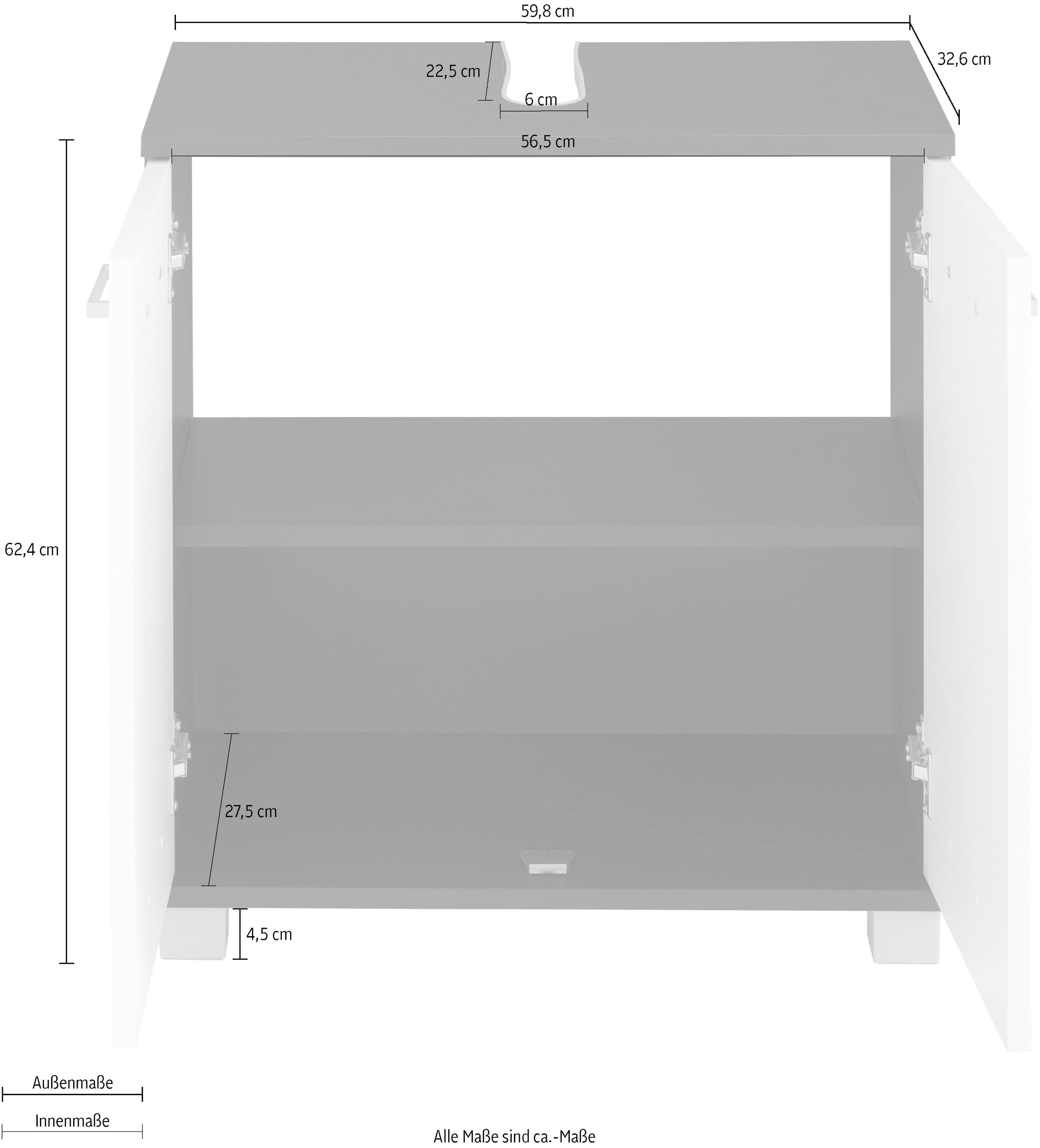 im Zwischenboden cm, Breite/Höhe: Schildmeyer »Mobes«, Online-Shop Waschbeckenunterschrank mit kaufen Doppeltür, Badschrank 59,8/62,4