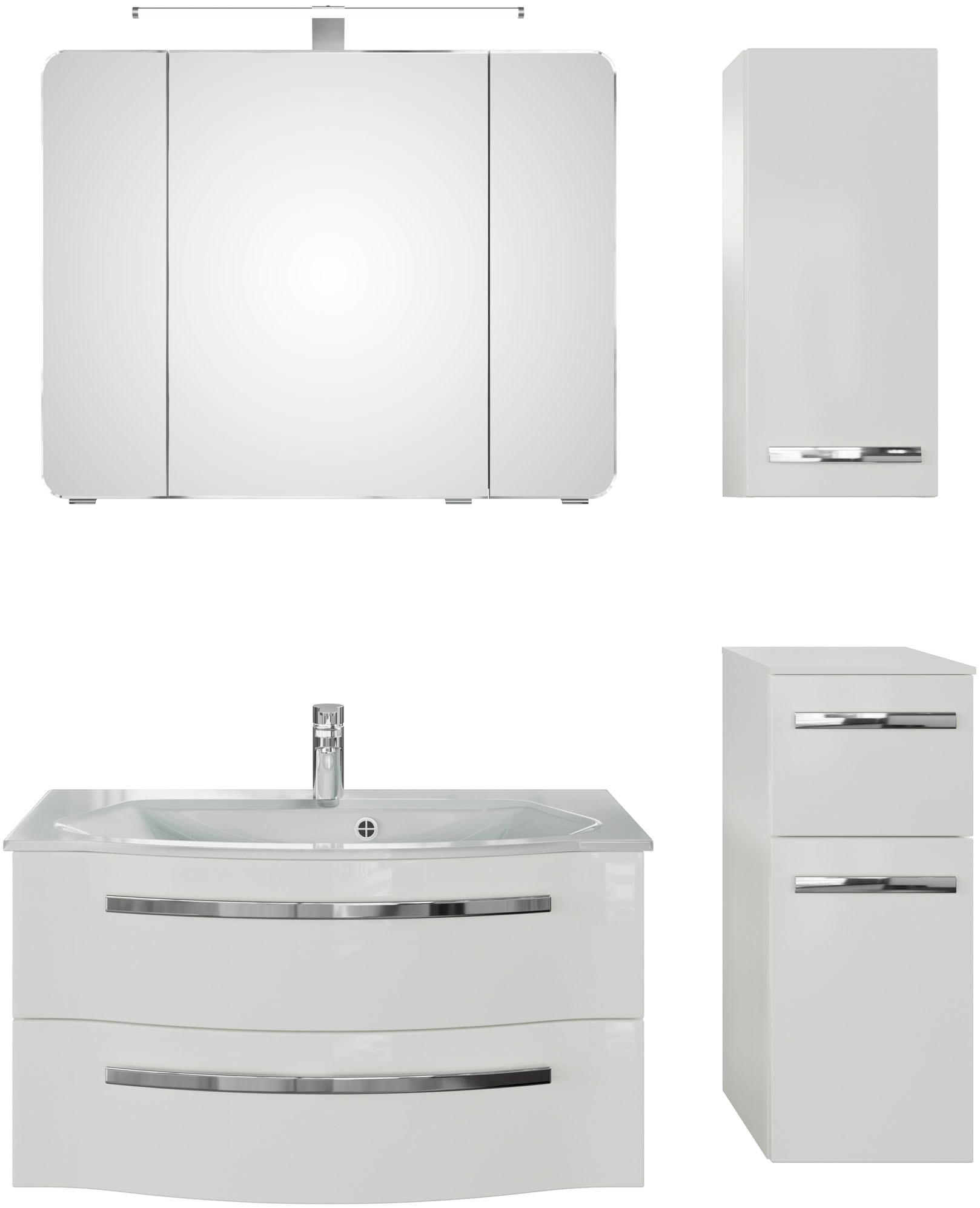 Saphir Badmöbel-Set »Serie 4005, vormontiert, Glaswaschbecken, Spiegelschra günstig online kaufen