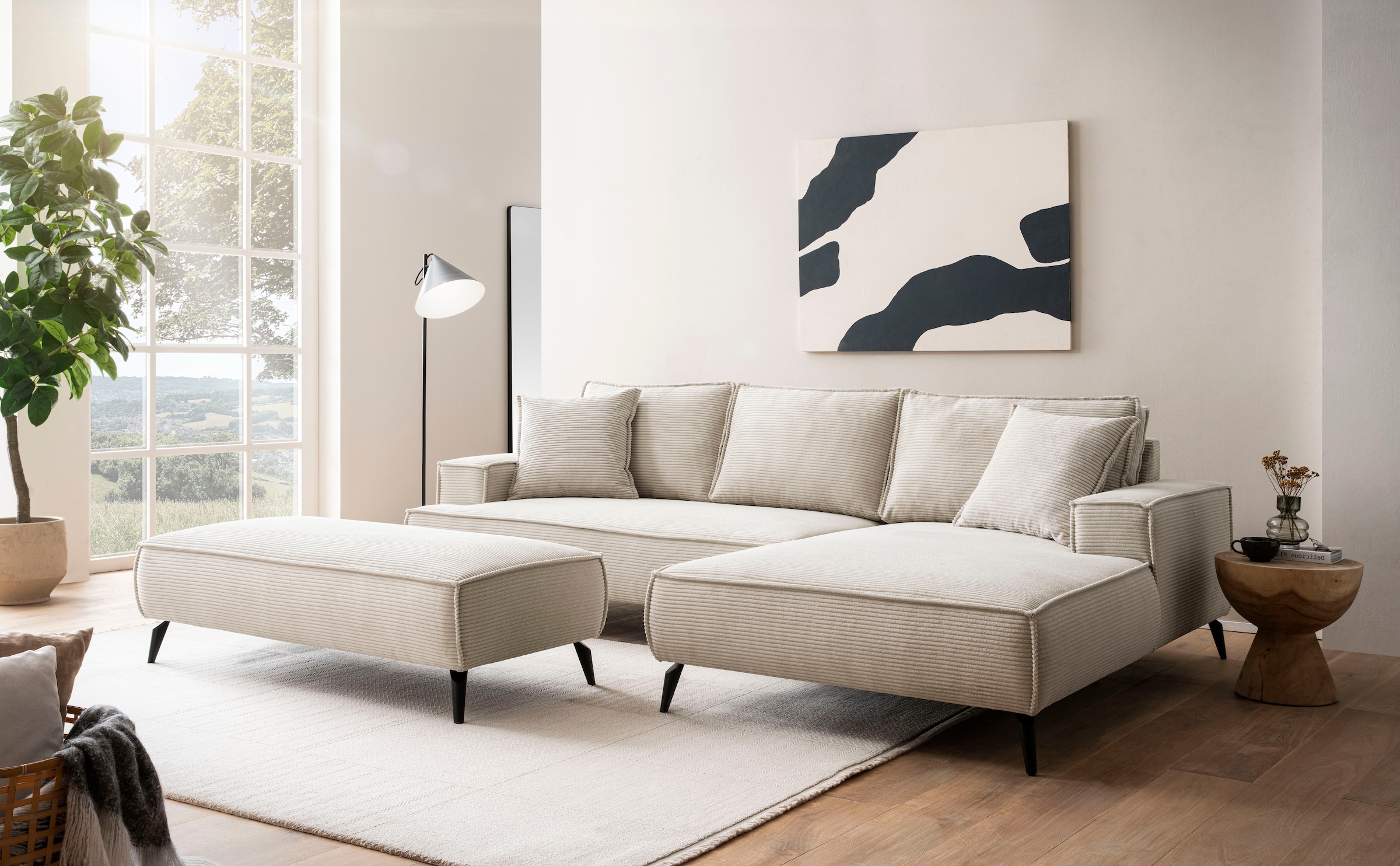 andas Sitzgruppe »TVINNU, Polsterecke L-Form, Schlaffunktion, mit Hocker«, (Set, 2 tlg.), stellbar zum Schlafsofa (Krokodilverbinder)