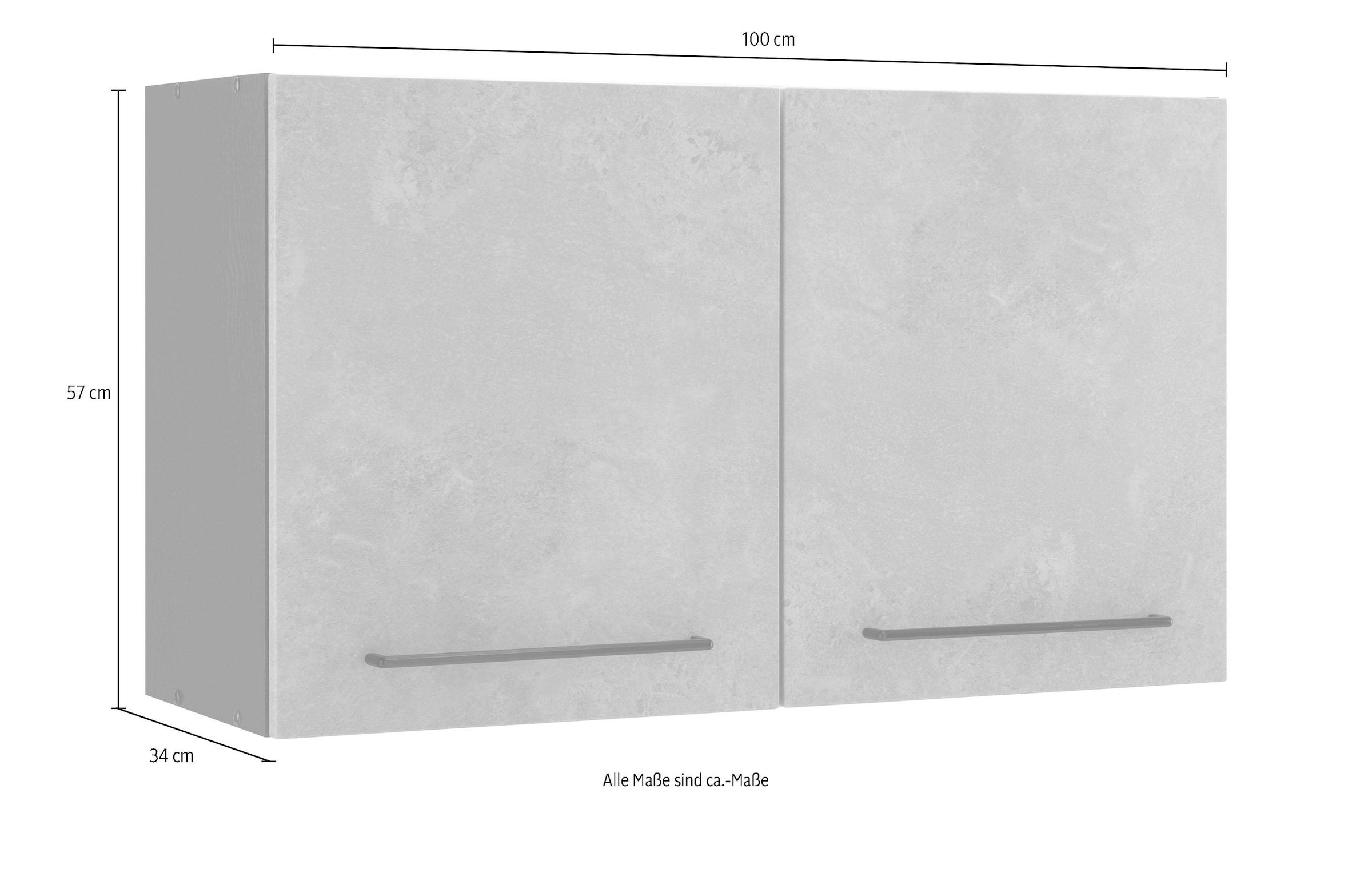KOCHSTATION Hängeschrank »KS-Tulsa«, 100 cm breit, 57 cm hoch, 2 Türen, schwarzer Metallgriff, MDF Front
