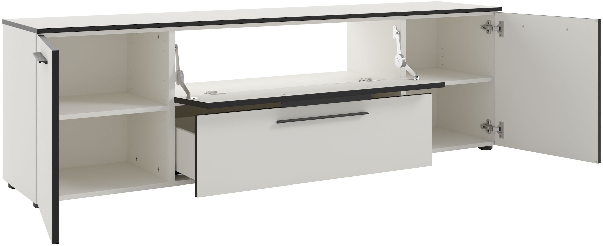 Manjana Möbel Lowboard »Lowboard mit Schwarz matten Metallgriffen«