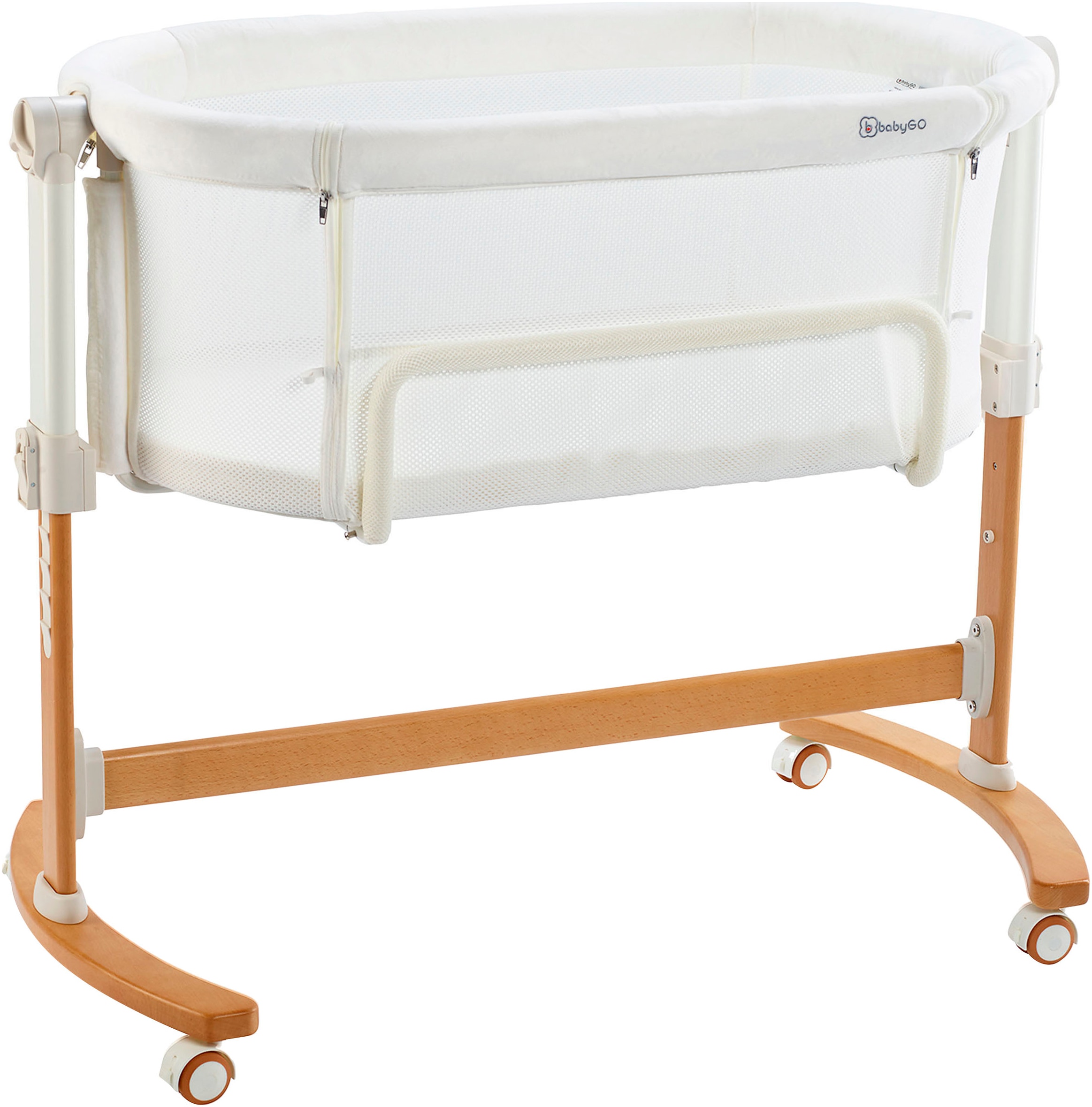 BabyGo Beistellbett »Amila, beige white«, mit Schaukelfunktion