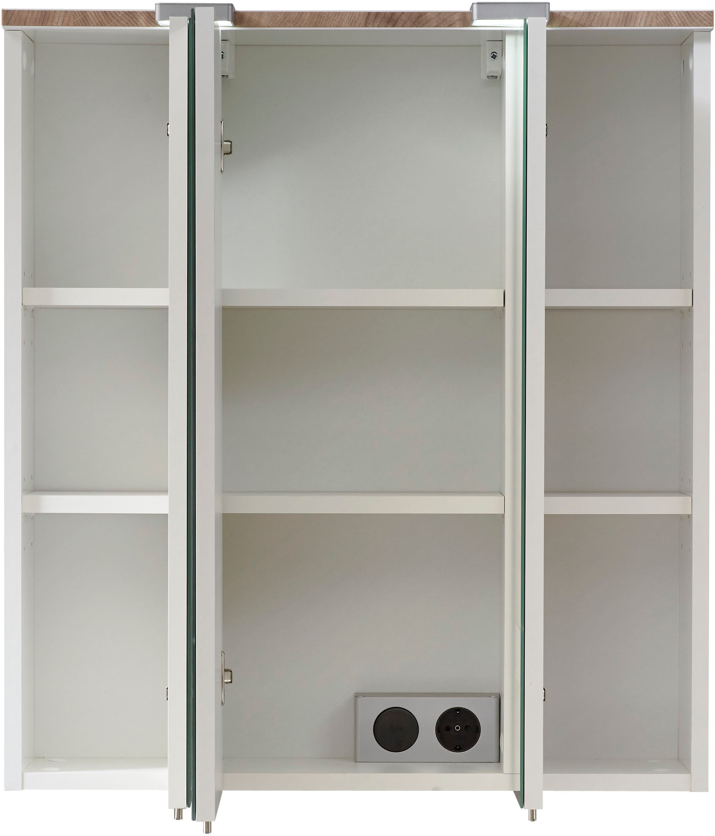 Saphir Badmöbel-Set »Quickset 931 5-teilig, Waschbeckenunterschrank und LED-Spiegelschrank«, (Set, 5 St.), Weiß Glanz, inkl. Türdämpfer, ohne Waschbecken, 8 Türen, 2 Schubladen