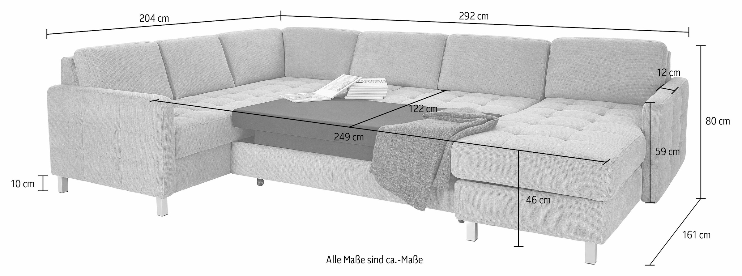 sit&more Wohnlandschaft »Pablo U-Form«, wahlweise mit Bettfunktion und Bettkasten